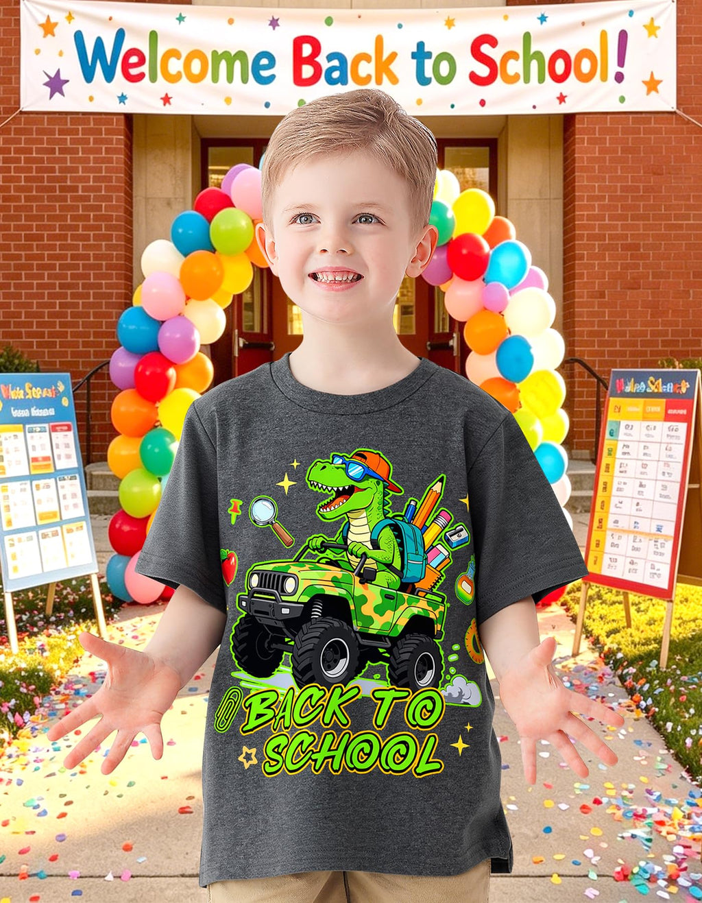 Boys Festival Shirt, Holiday Graphic Cute Print T-Shirt 3-7 Years Toddler Summer Short Sleeve Tops | Back to School Shrit, First Day of School, Christmas, Thanksgiving, Festival Theme Tshirt, Funny Cute Print, Machine Washable