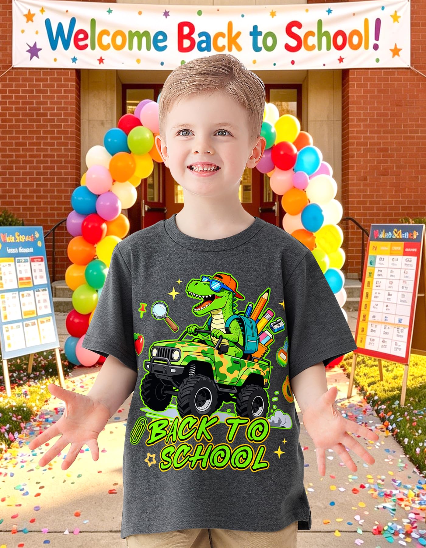 Boys Festival Shirt, Holiday Graphic Cute Print T-Shirt 3-7 Years Toddler Summer Short Sleeve Tops | Back to School Shrit, First Day of School, Christmas, Thanksgiving, Festival Theme Tshirt, Funny Cute Print, Machine Washable