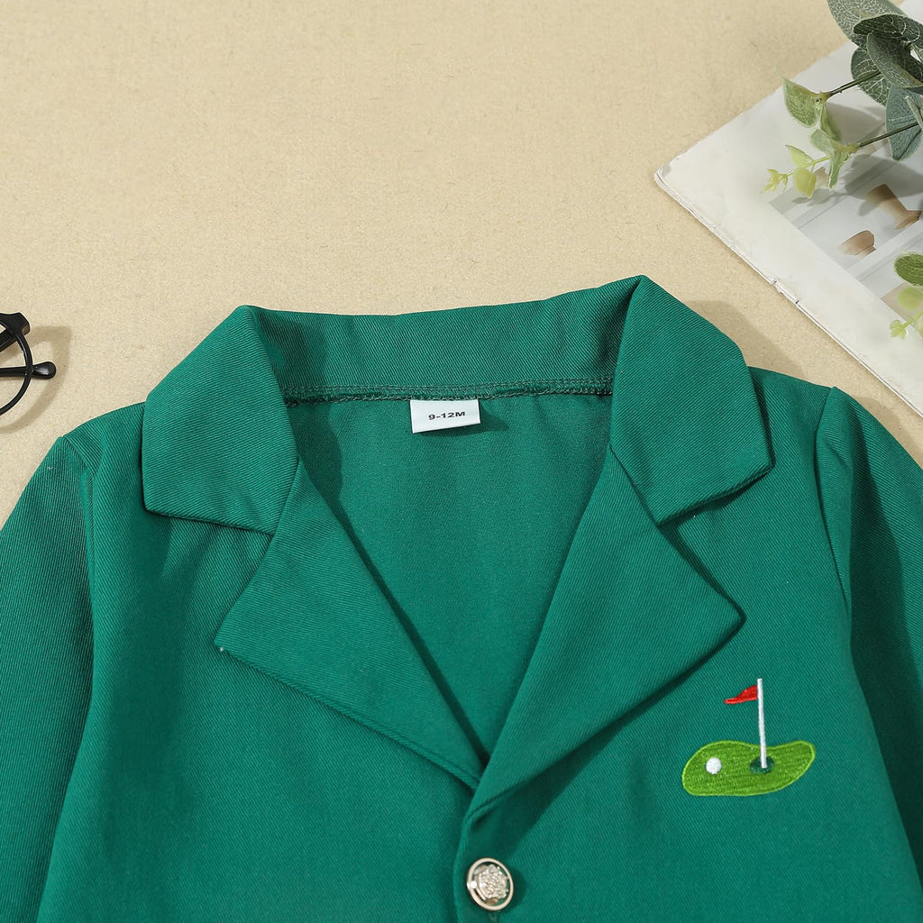Baby Boy Jacket Toddler Golf Clothes Long Sleeve Lapel Button Down Top Infant First Birthday Outfit Spring Golf Coat