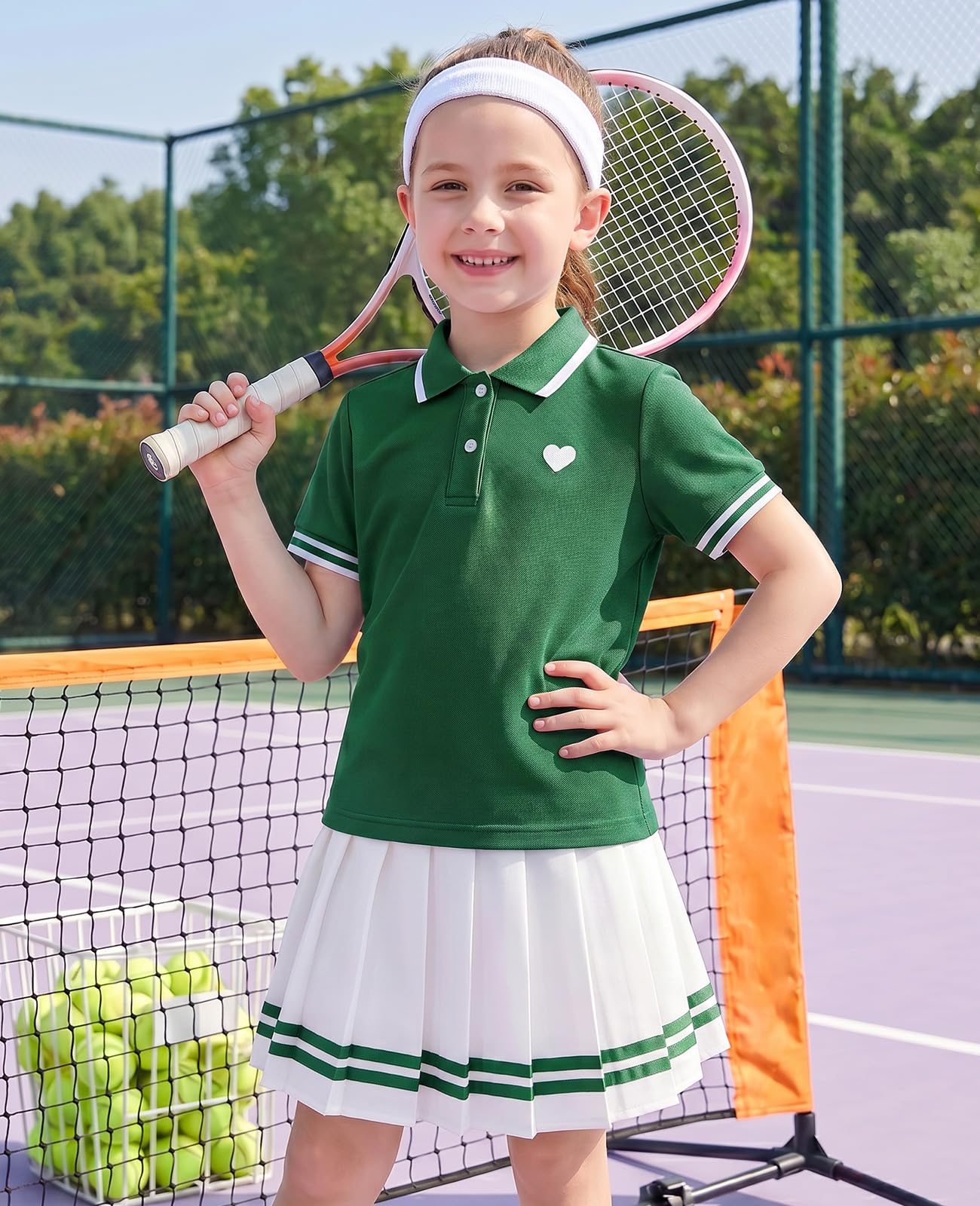 Move Dance Toddler Girls Dress Tennis Clothes Polo Outfit 2 Piece Skirt Set with Shorts 2-7T