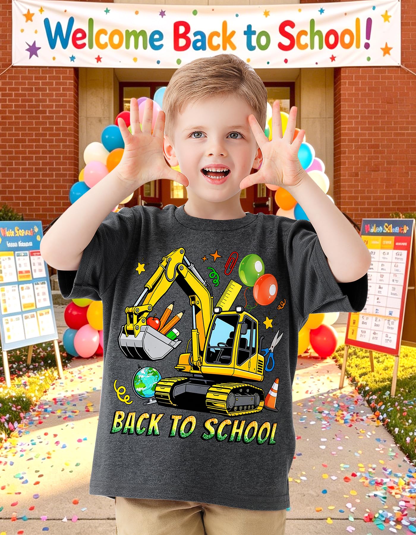 Boys Festival Shirt, Holiday Graphic Cute Print T-Shirt 3-7 Years Toddler Summer Short Sleeve Tops | Back to School Shrit, First Day of School, Christmas, Thanksgiving, Festival Theme Tshirt, Funny Cute Print, Machine Washable