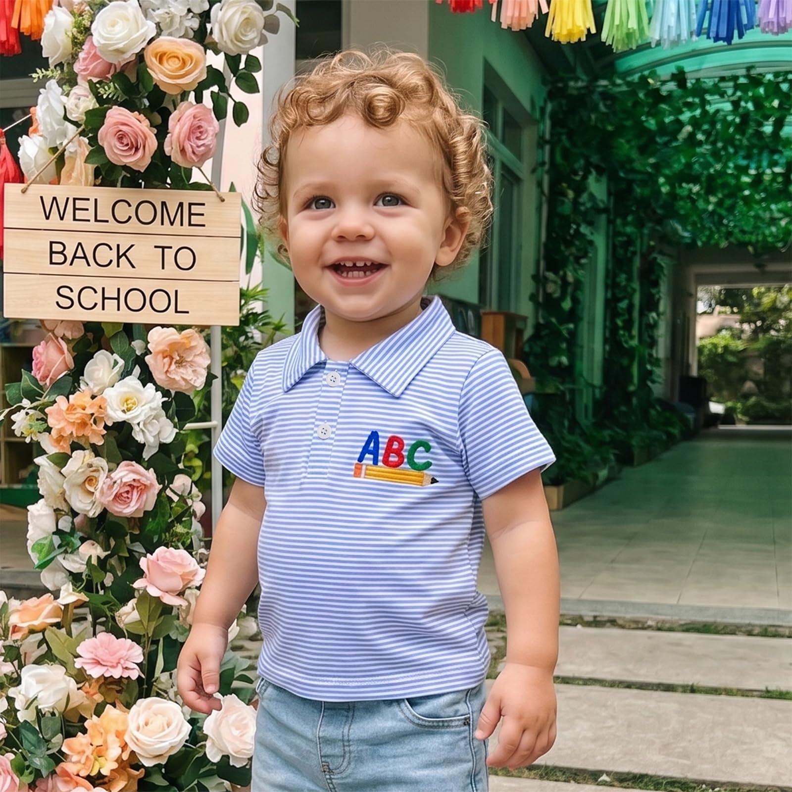 Toddler Boy Back to School Outfits Polo Shirt Summer Clothes