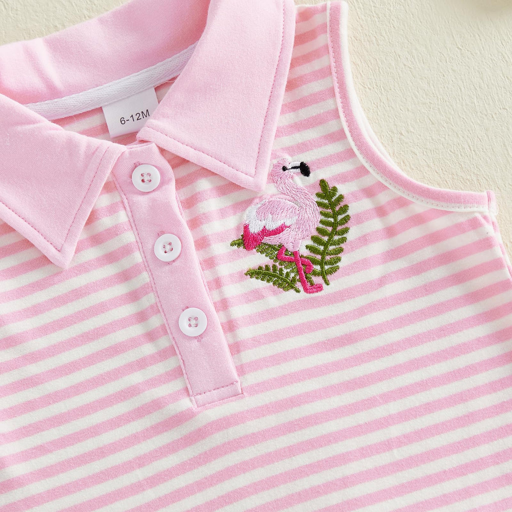 Toddler Baby Girl Clothes Golf Tennis Dress Striped Sleeveless Polo Dress Pleated Skirt Summer Outfits
