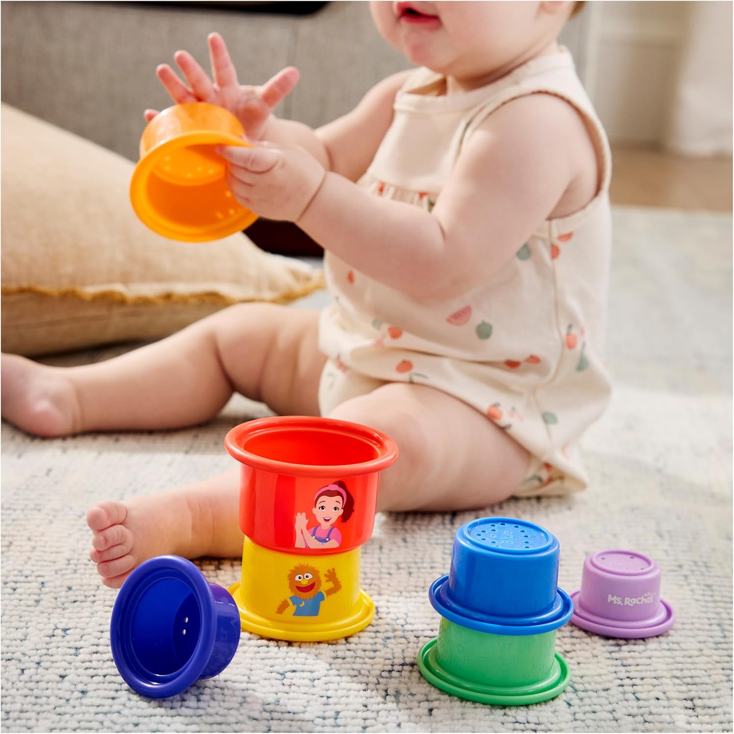 Ms. Rachel Official Rainbow Stacking Cups 7-Pack, Educational Toys & Toddler Toys for Girls & Boys Ages 6 Months to 2+ Years