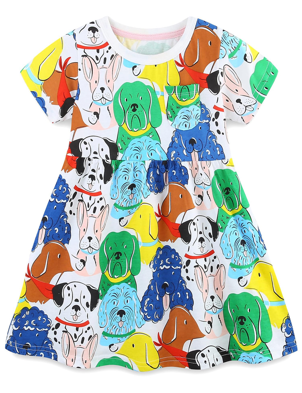 FreeLu Toddler Girls Striped Summer Dress Cartoon Appliques Dresses Girls Cotton Casual Clothing 2-7Y