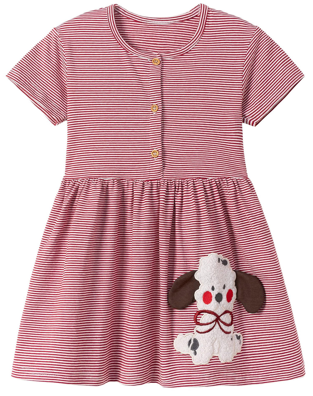 FreeLu Toddler Girls Striped Summer Dress Cartoon Appliques Dresses Girls Cotton Casual Clothing 2-7Y