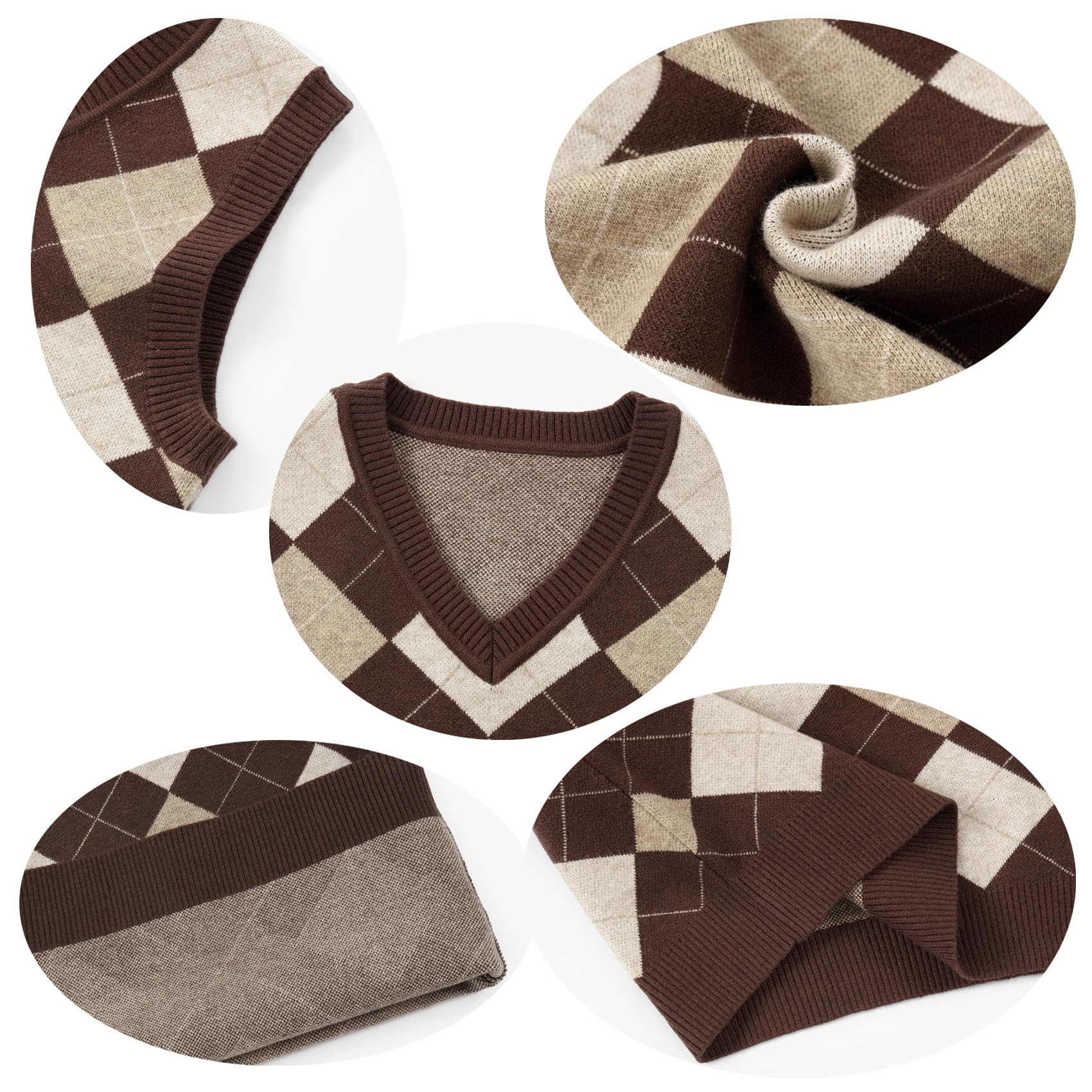 Boys Sweater Vest V Neck Argyle Sleeveless Uniform Knit Plaid Kids Clothes