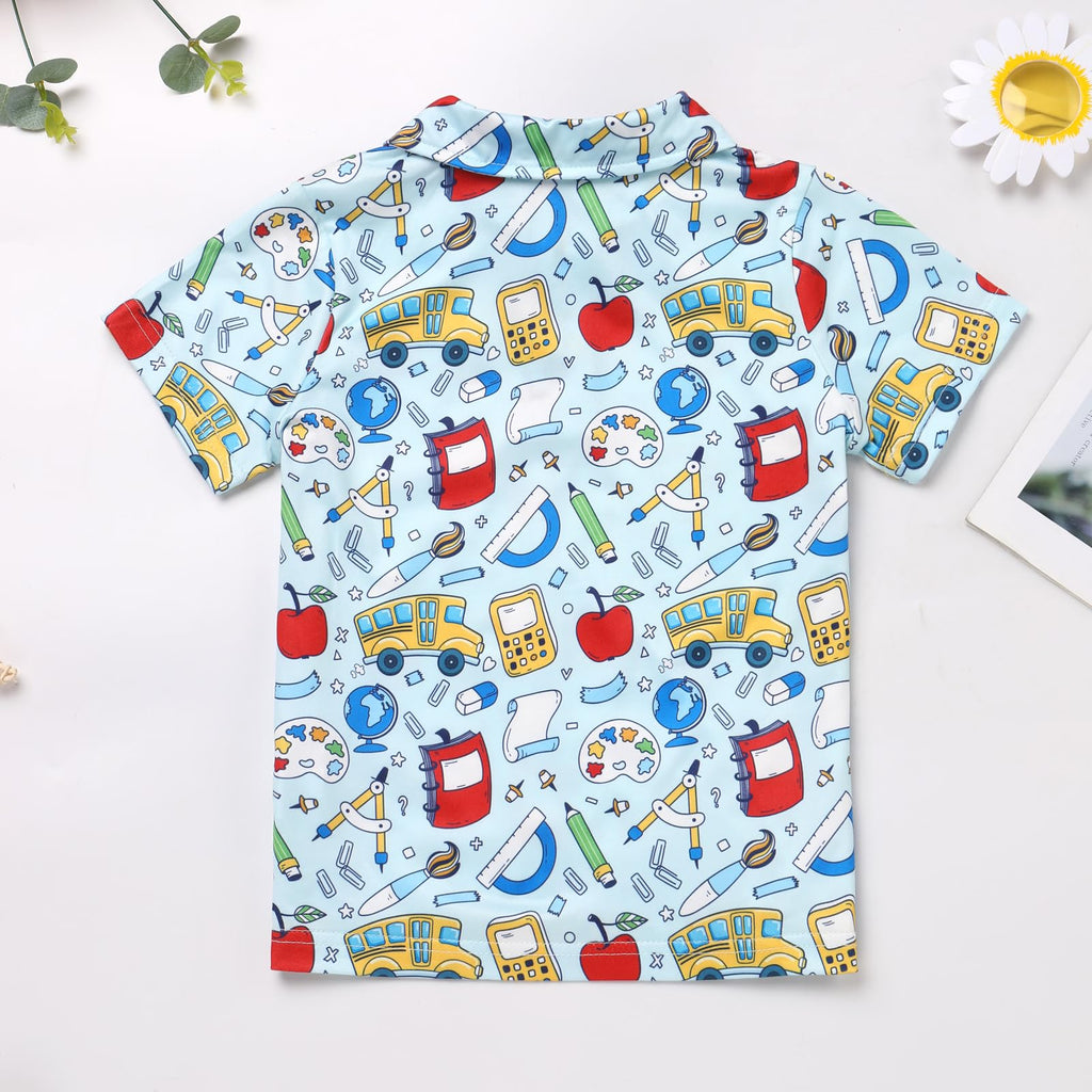 FYMNSI Boys Back to School Shirt School Supplies Short Sleeves Tees Tops Toddler Kids Summer Casual Henley Shirts Clothes