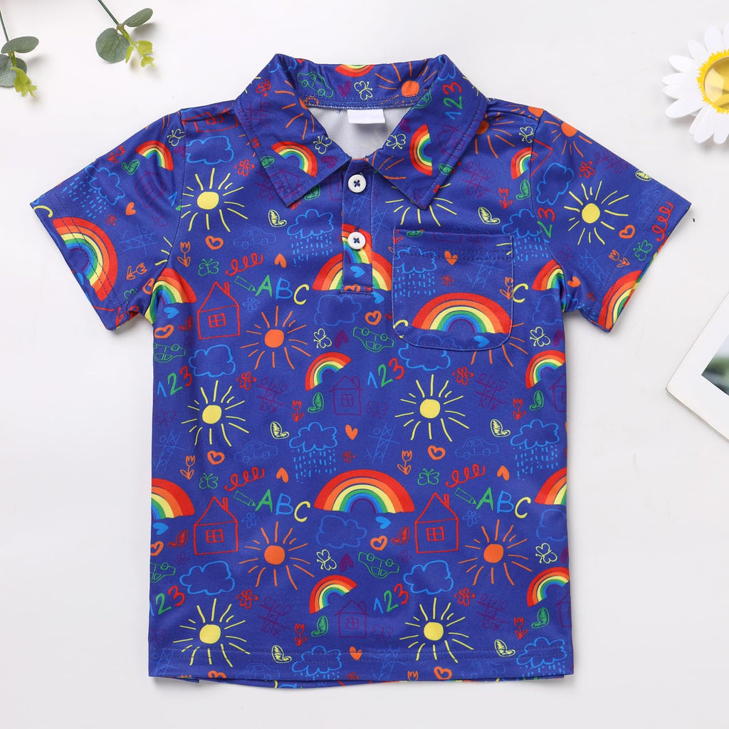 FYMNSI Boys Back to School Shirt School Supplies Short Sleeves Tees Tops Toddler Kids Summer Casual Henley Shirts Clothes
