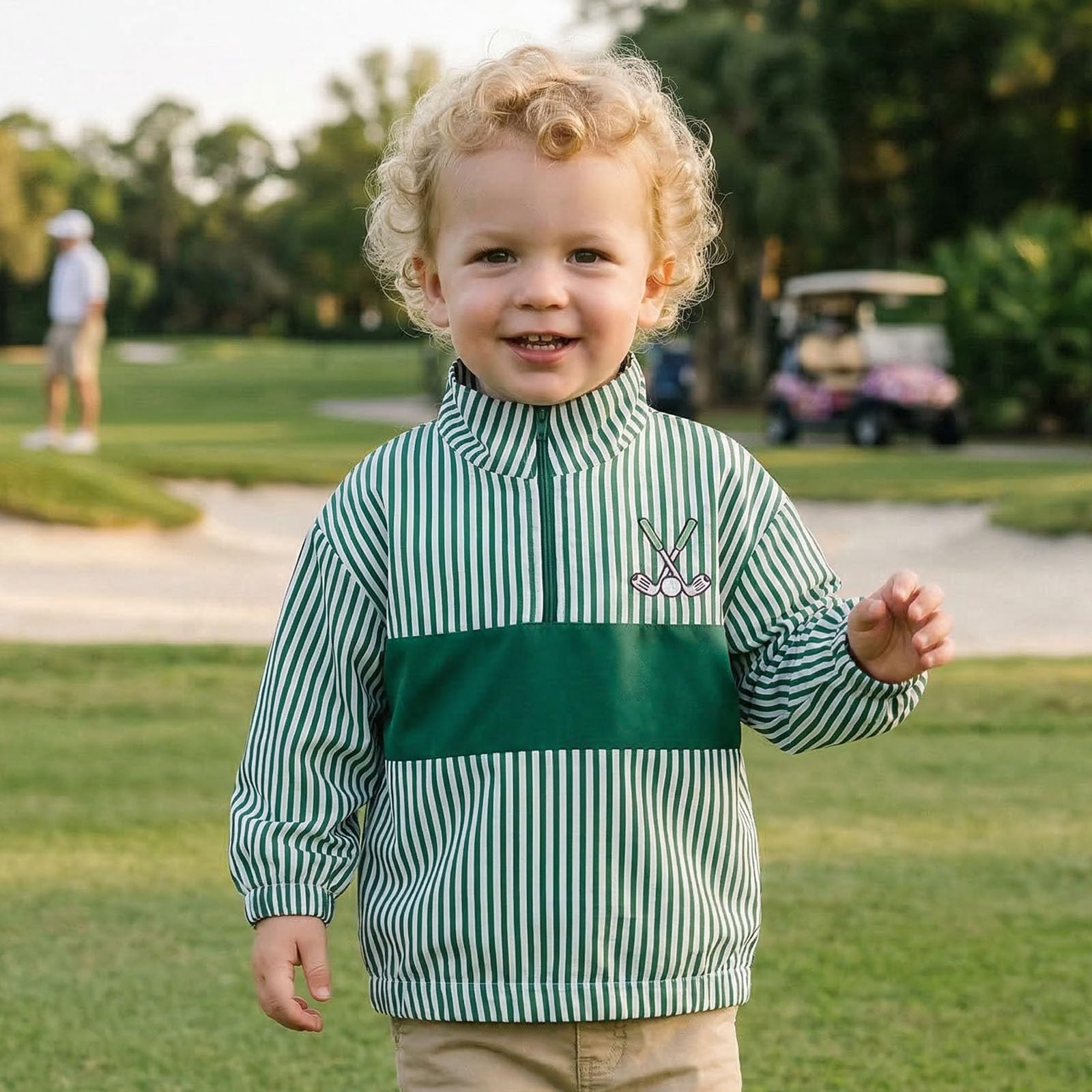 Baby Boy Jacket Toddler Golf Clothes Long Sleeve Lapel Button Down Top Infant First Birthday Outfit Spring Golf Coat