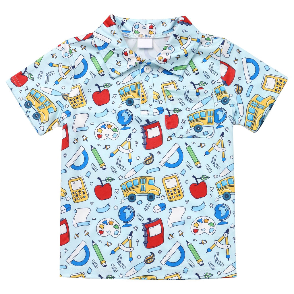 FYMNSI Boys Back to School Shirt School Supplies Short Sleeves Tees Tops Toddler Kids Summer Casual Henley Shirts Clothes
