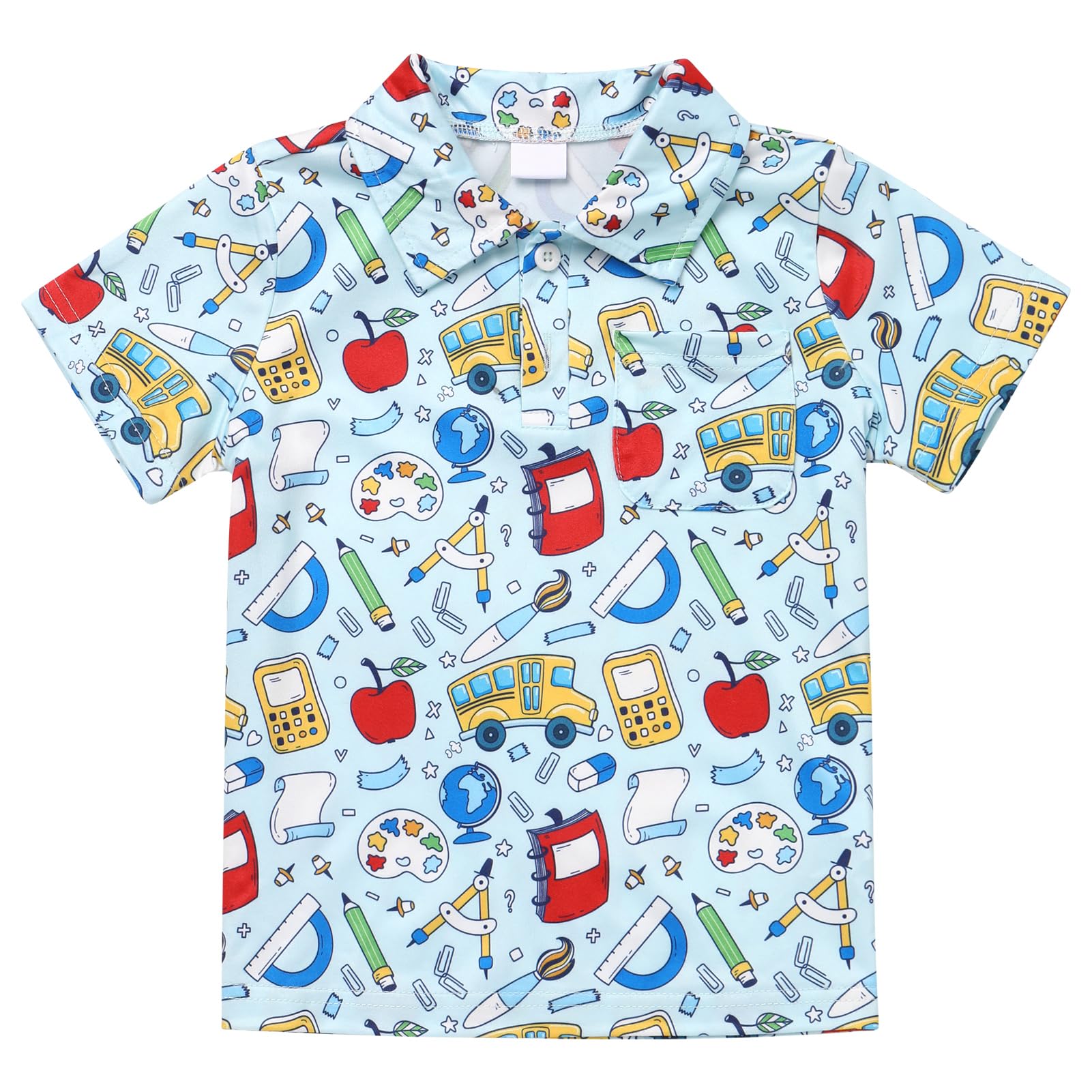 FYMNSI Boys Back to School Shirt School Supplies Short Sleeves Tees Tops Toddler Kids Summer Casual Henley Shirts Clothes