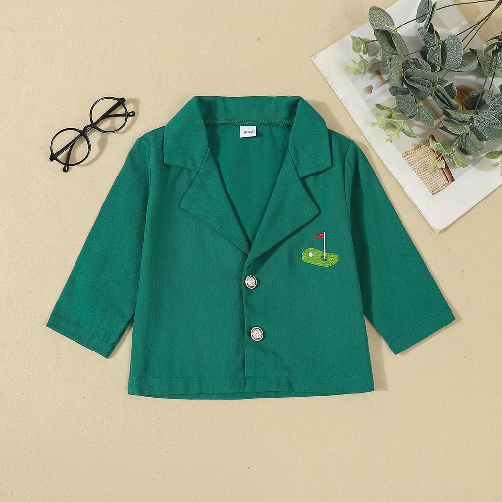 Baby Boy Jacket Toddler Golf Clothes Long Sleeve Lapel Button Down Top Infant First Birthday Outfit Spring Golf Coat
