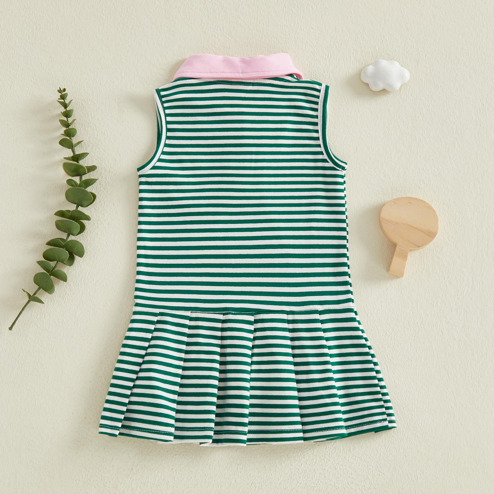 Toddler Baby Girl Clothes Golf Tennis Dress Striped Sleeveless Polo Dress Pleated Skirt Summer Outfits