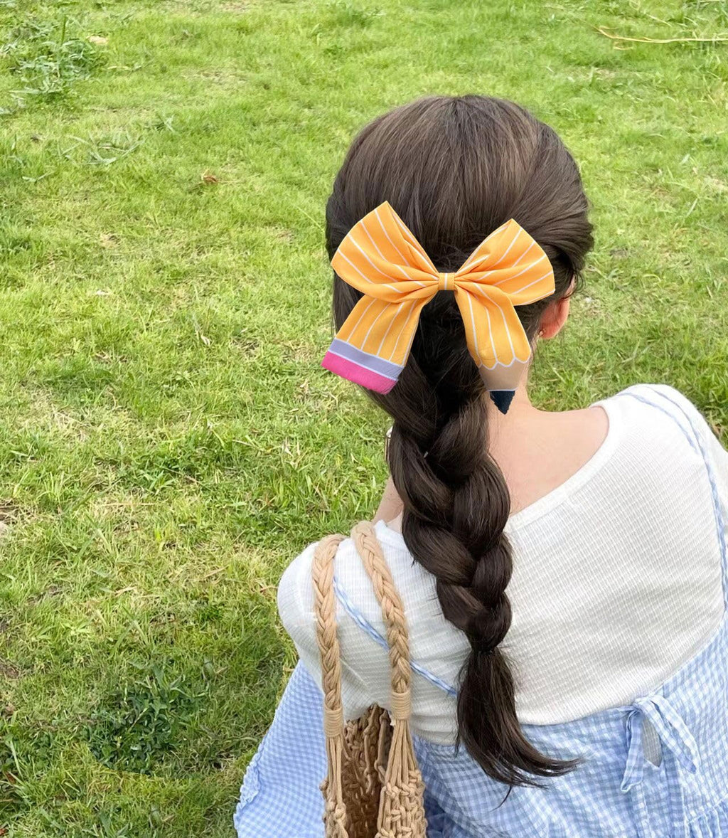 First Day of School Outfits Supplies Stuff for Girls,Pencil Hair Clips Hair Bow Hair Accessories for Teen,Back to School Hair Clips Bows Uniform for Student (2Pcs)