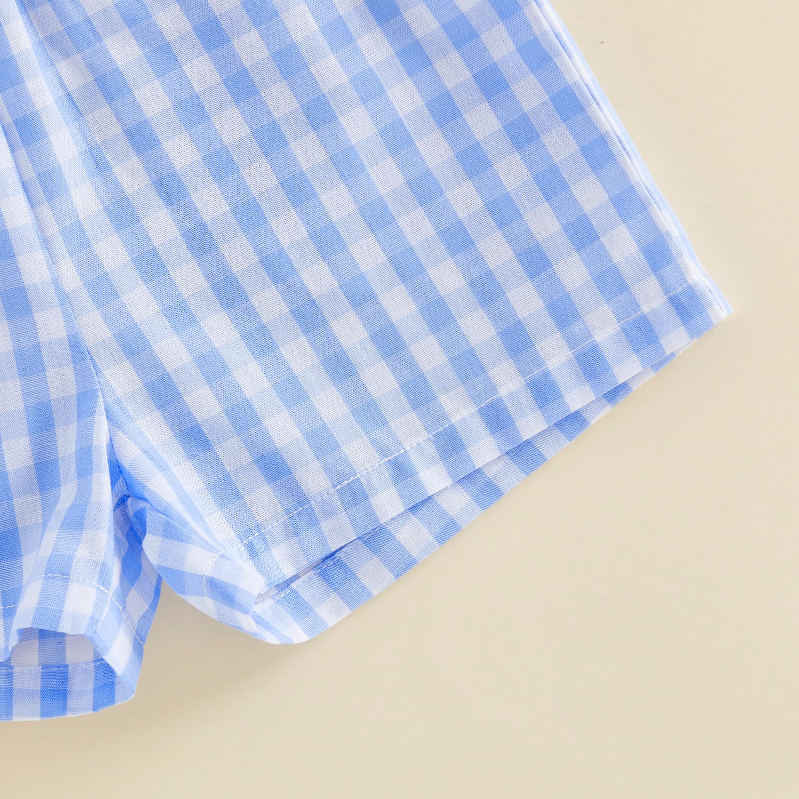 Bagilaanoe Toddler Baby Boy Short Sleeve T-Shirt+ Plaid Shorts Set Castle Embroidery Outfit Beach Clothes 2PCS Set