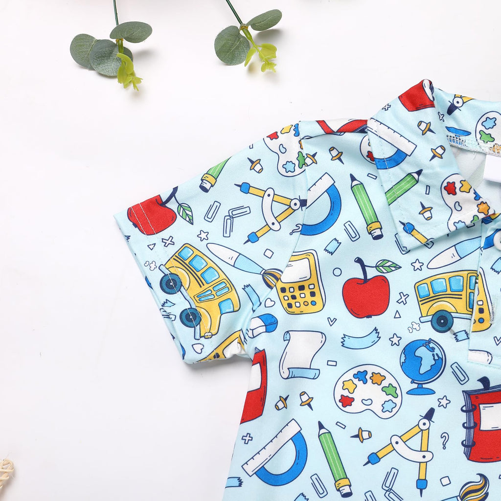 FYMNSI Boys Back to School Shirt School Supplies Short Sleeves Tees Tops Toddler Kids Summer Casual Henley Shirts Clothes