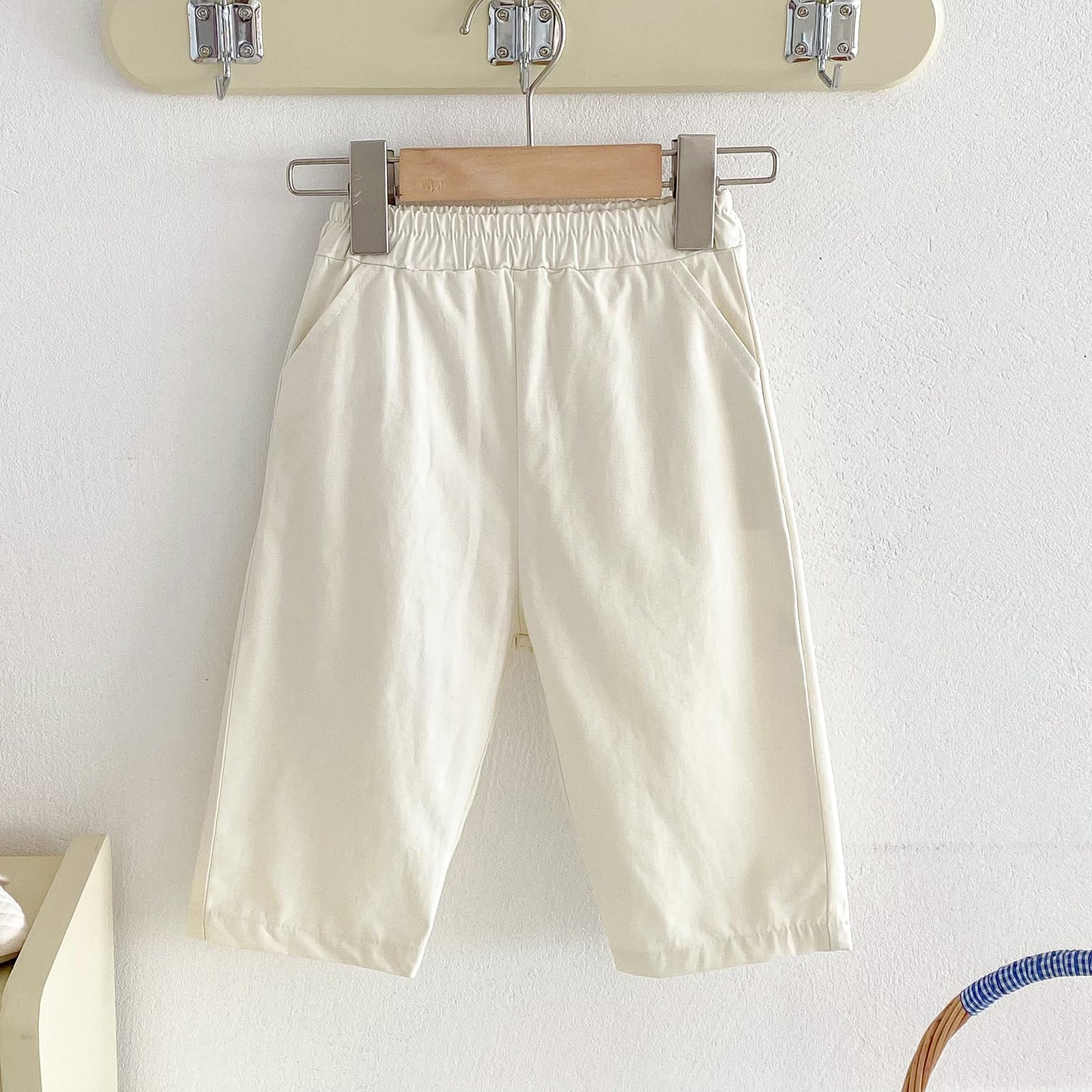 Ashmyova Classic Casual Pants for Boys Thin Cotton Stripe Elastics Waist Spring Summer Trousers Toddler Long Pants 2Pcs