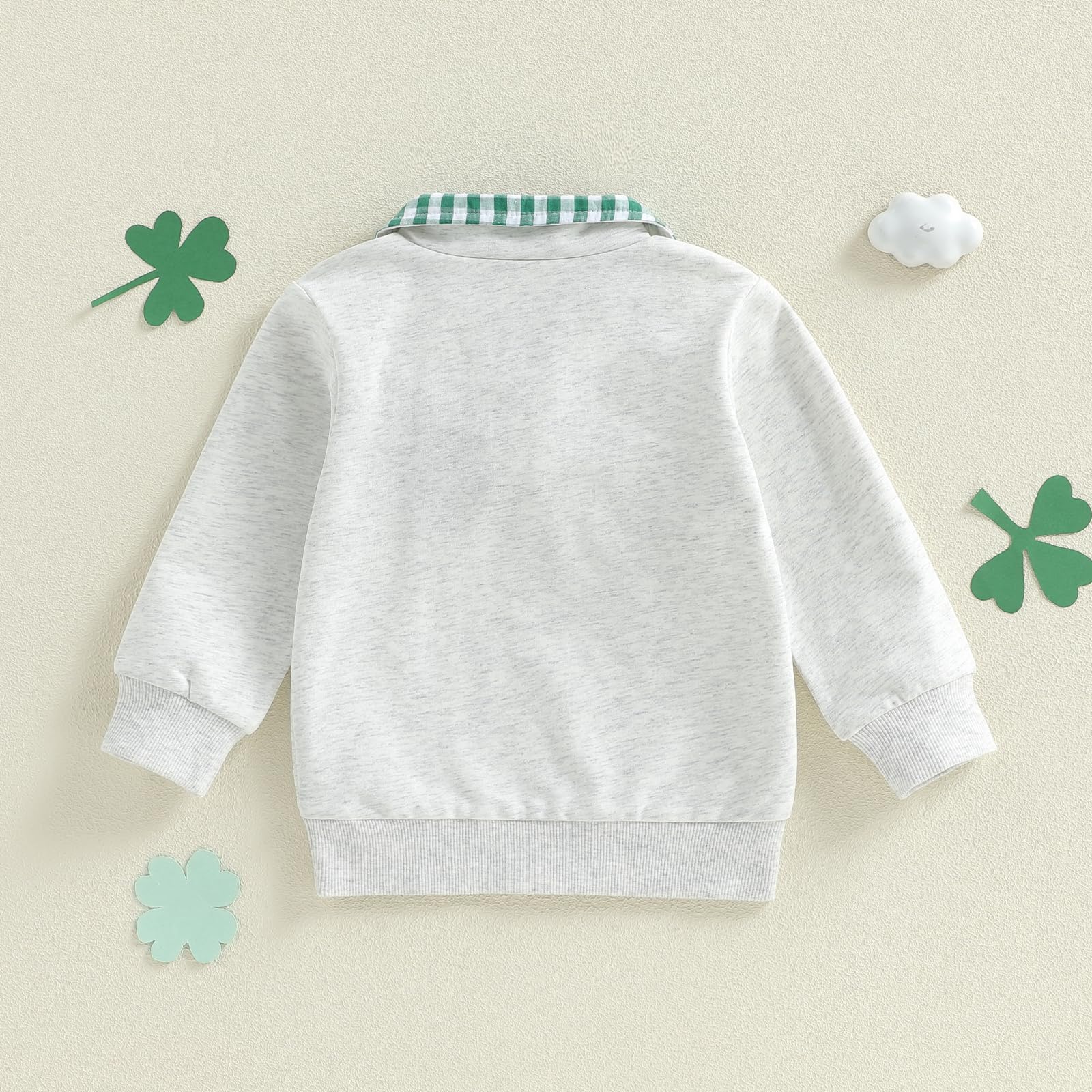 Toddler Boy Girl Christmas Outfit Quarter Zip Sweatshirt with Plaid Collar Shirt Pullover Top