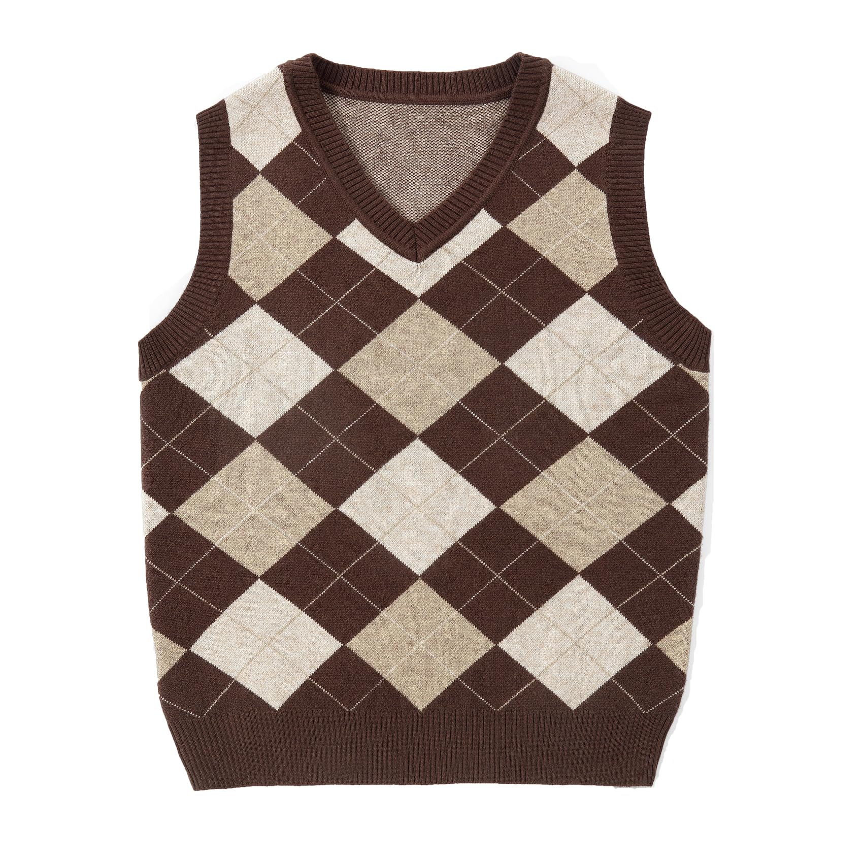 Boys Sweater Vest V Neck Argyle Sleeveless Uniform Knit Plaid Kids Clothes