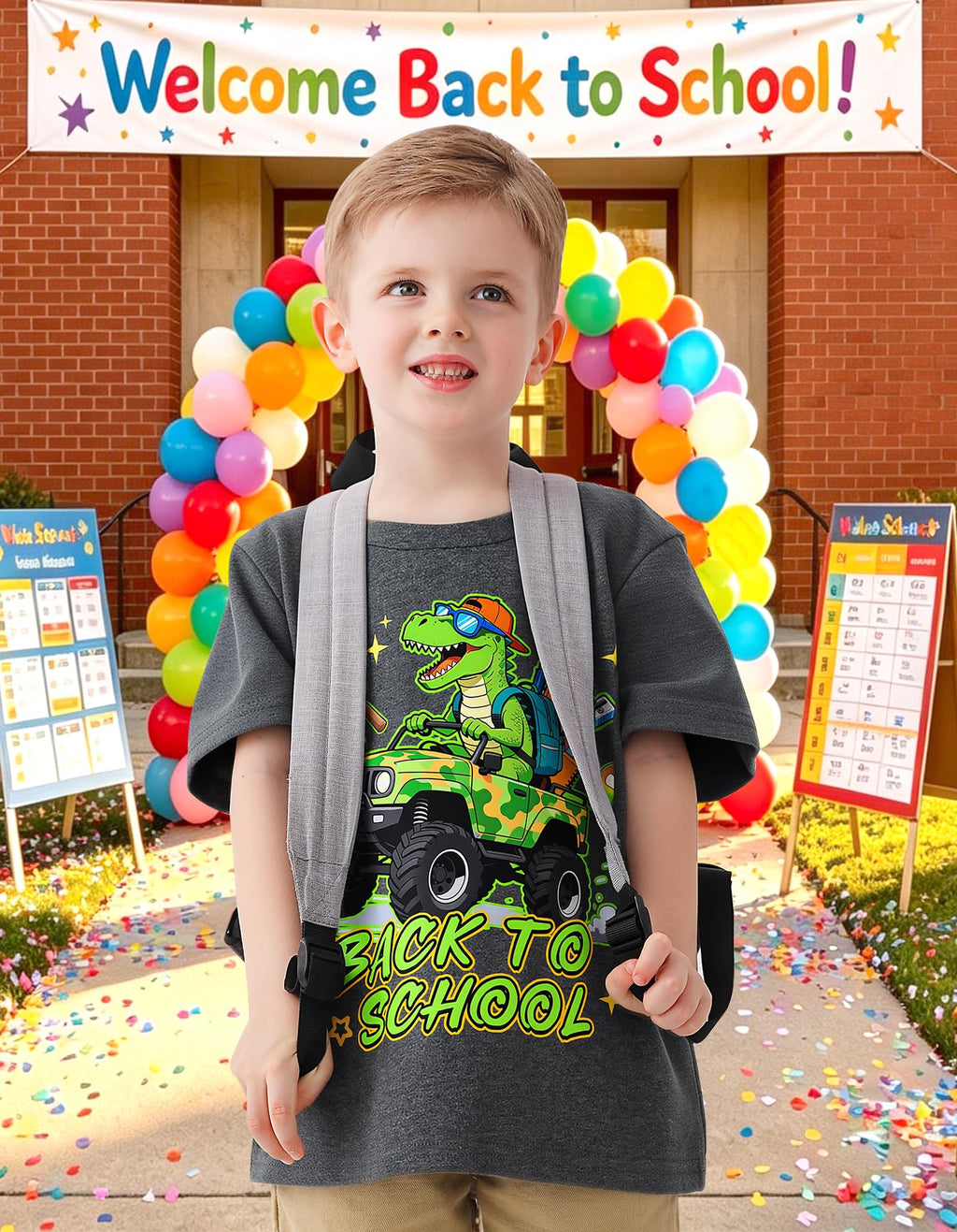 Boys Festival Shirt, Holiday Graphic Cute Print T-Shirt 3-7 Years Toddler Summer Short Sleeve Tops | Back to School Shrit, First Day of School, Christmas, Thanksgiving, Festival Theme Tshirt, Funny Cute Print, Machine Washable