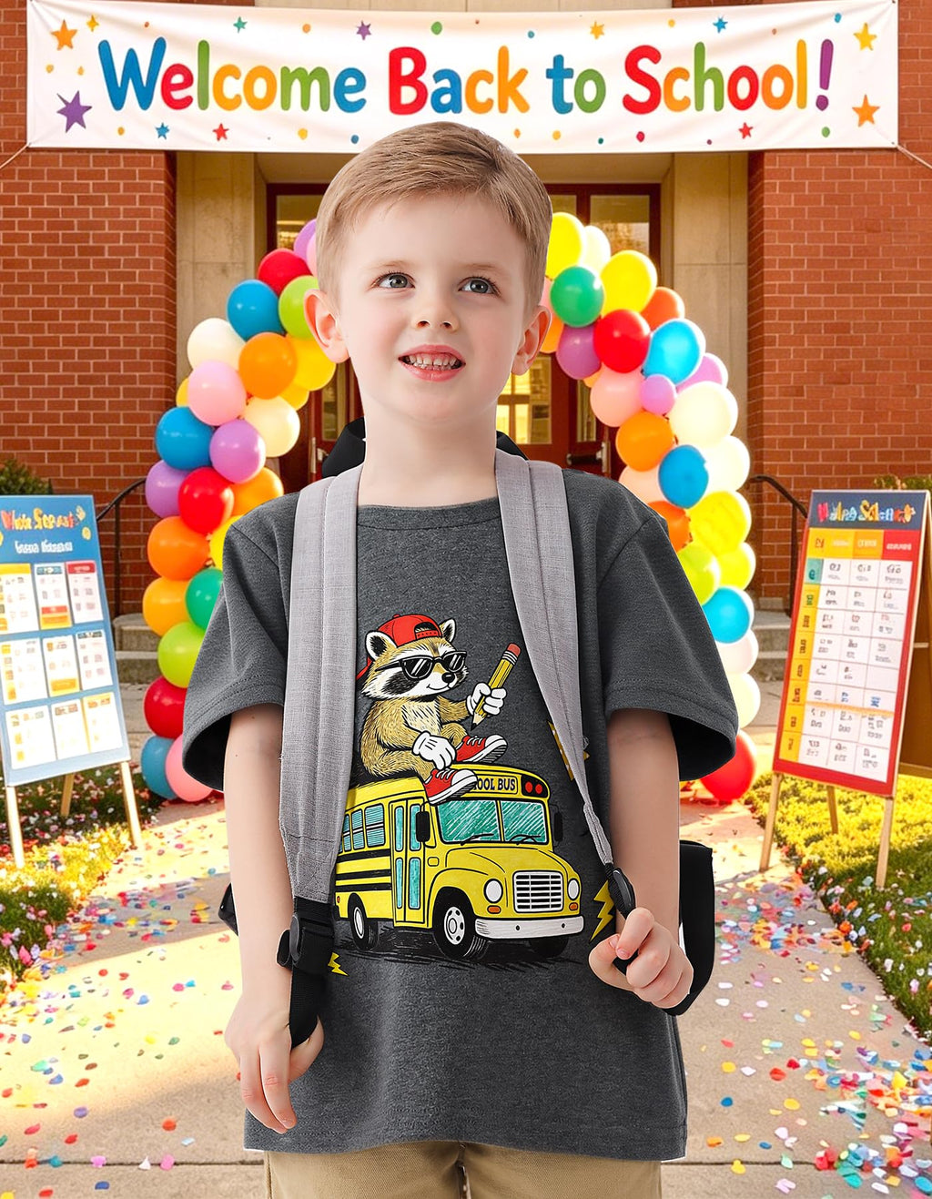 Boys Festival Shirt, Holiday Graphic Cute Print T-Shirt 3-7 Years Toddler Summer Short Sleeve Tops | Back to School Shrit, First Day of School, Christmas, Thanksgiving, Festival Theme Tshirt, Funny Cute Print, Machine Washable