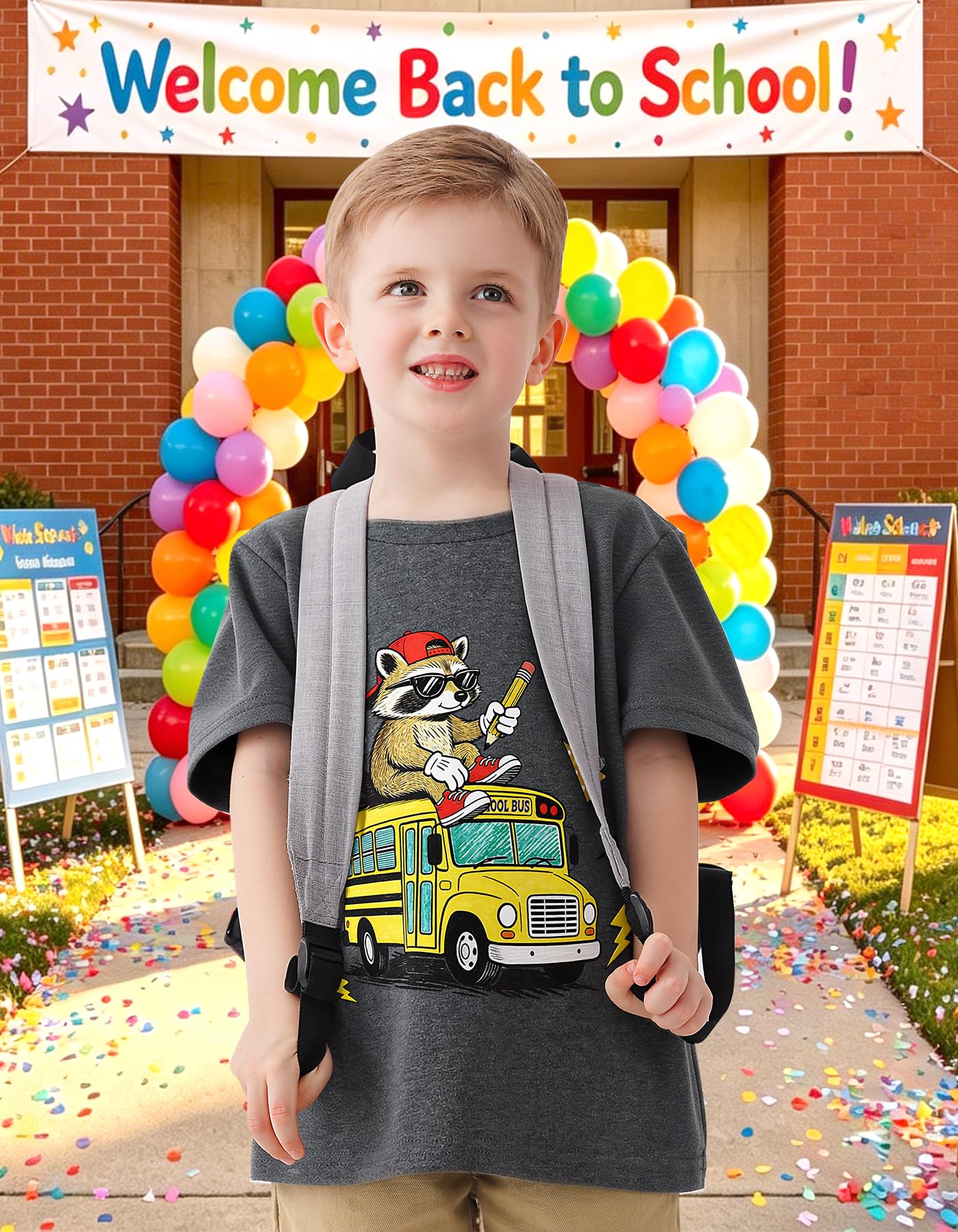 Boys Festival Shirt, Holiday Graphic Cute Print T-Shirt 3-7 Years Toddler Summer Short Sleeve Tops | Back to School Shrit, First Day of School, Christmas, Thanksgiving, Festival Theme Tshirt, Funny Cute Print, Machine Washable