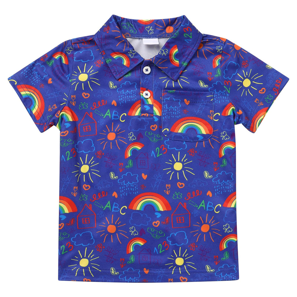 FYMNSI Boys Back to School Shirt School Supplies Short Sleeves Tees Tops Toddler Kids Summer Casual Henley Shirts Clothes