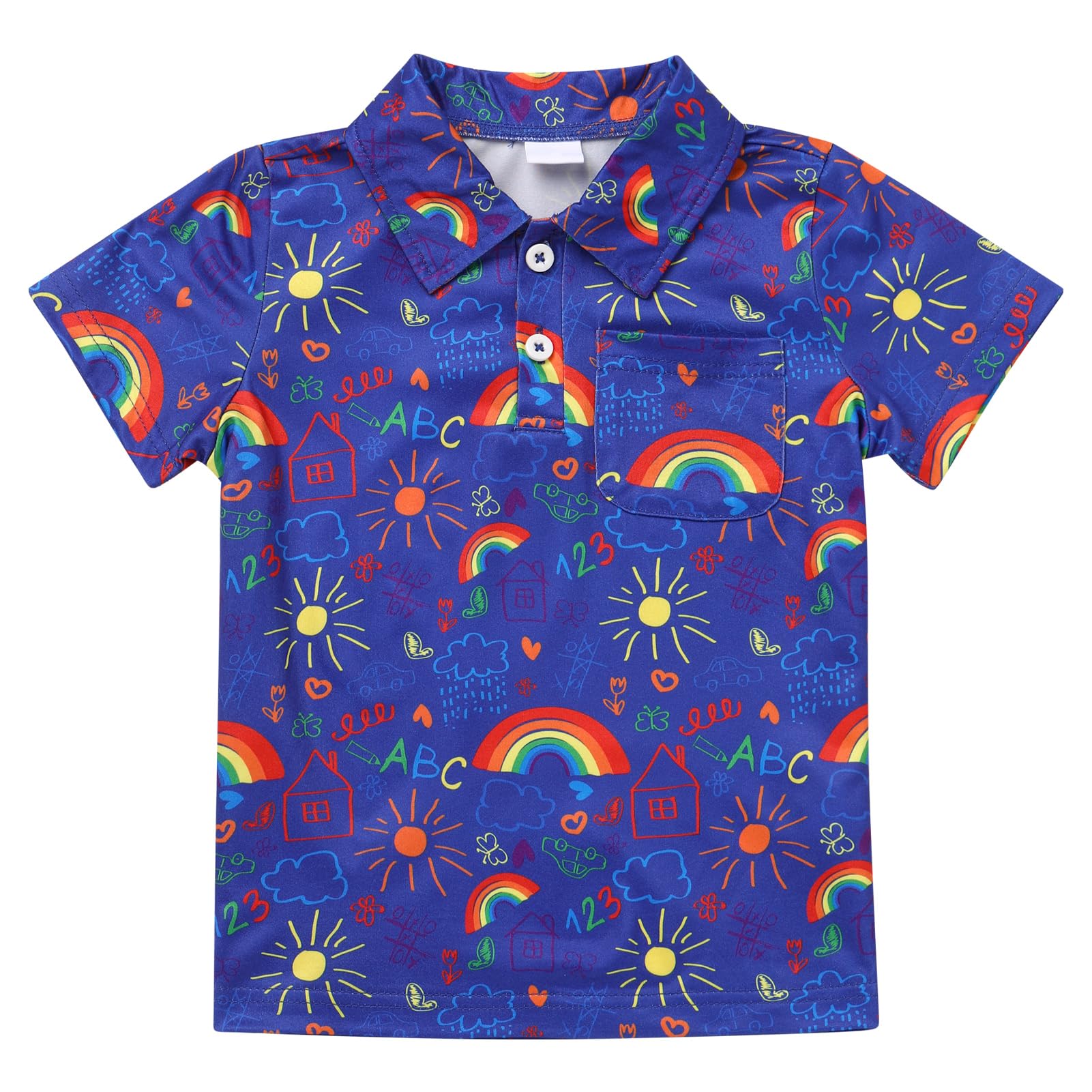 FYMNSI Boys Back to School Shirt School Supplies Short Sleeves Tees Tops Toddler Kids Summer Casual Henley Shirts Clothes