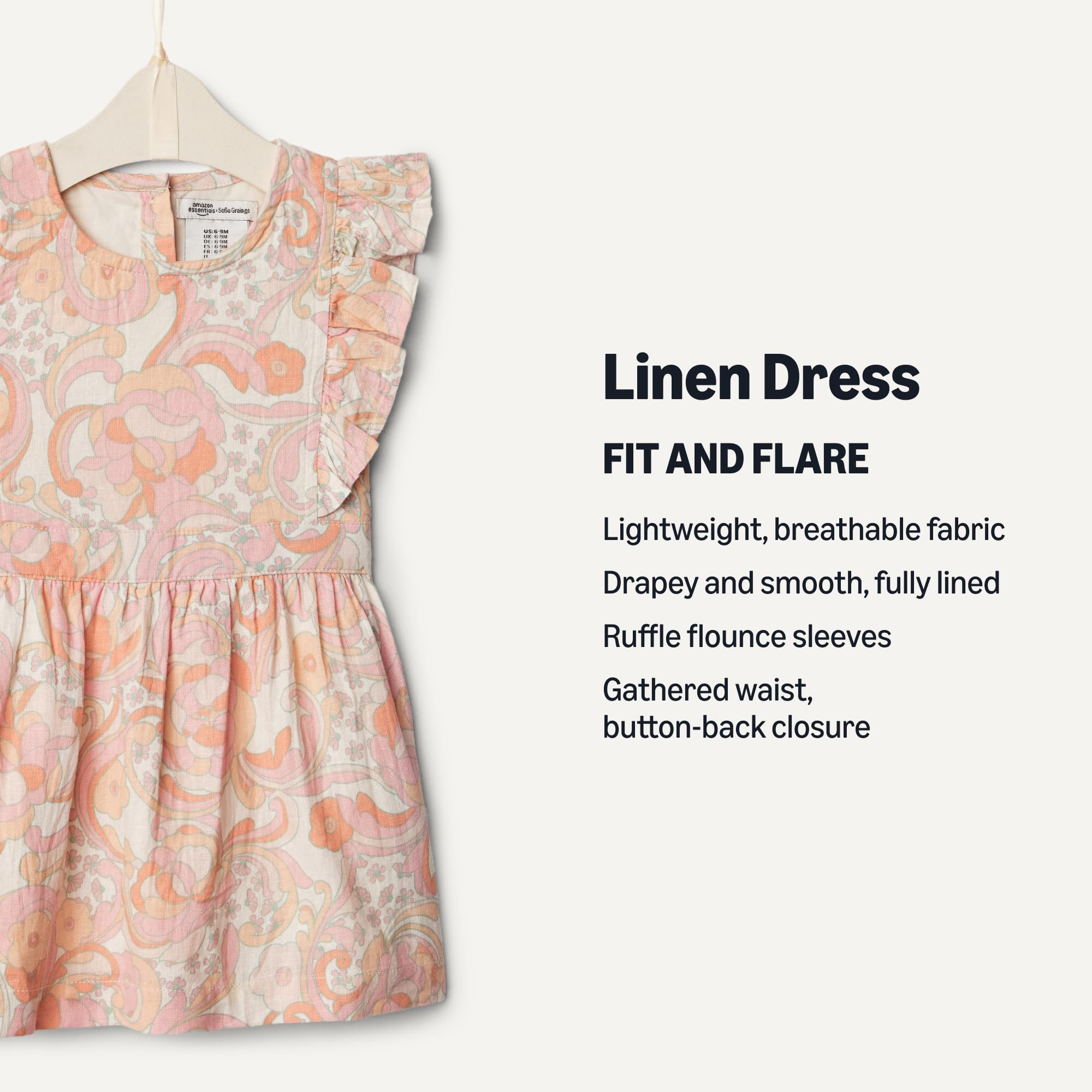 Amazon Essentials x Sofia Grainge Toddler and Baby Girls' Linen Dress