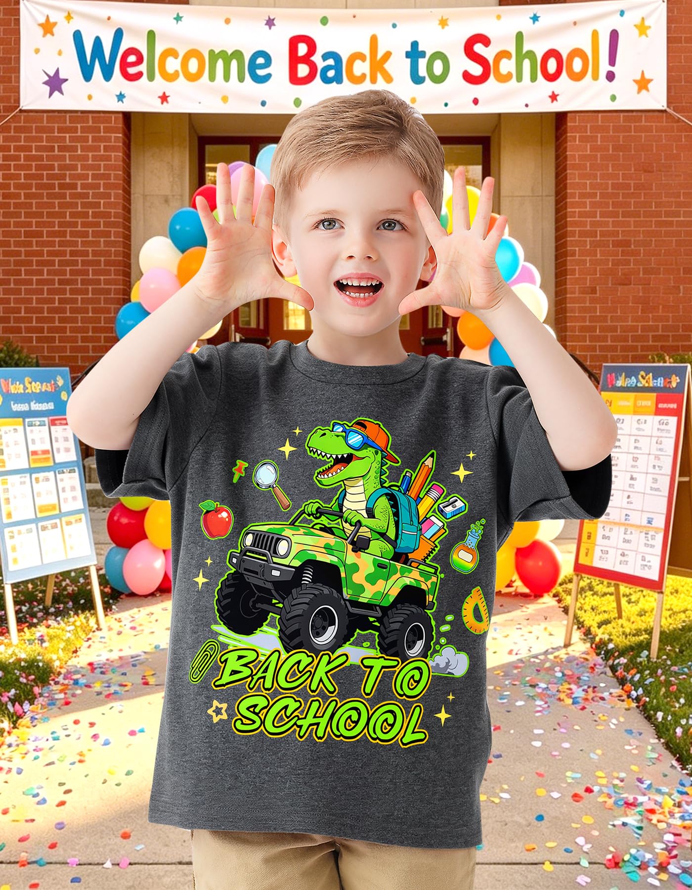 Boys Festival Shirt, Holiday Graphic Cute Print T-Shirt 3-7 Years Toddler Summer Short Sleeve Tops | Back to School Shrit, First Day of School, Christmas, Thanksgiving, Festival Theme Tshirt, Funny Cute Print, Machine Washable