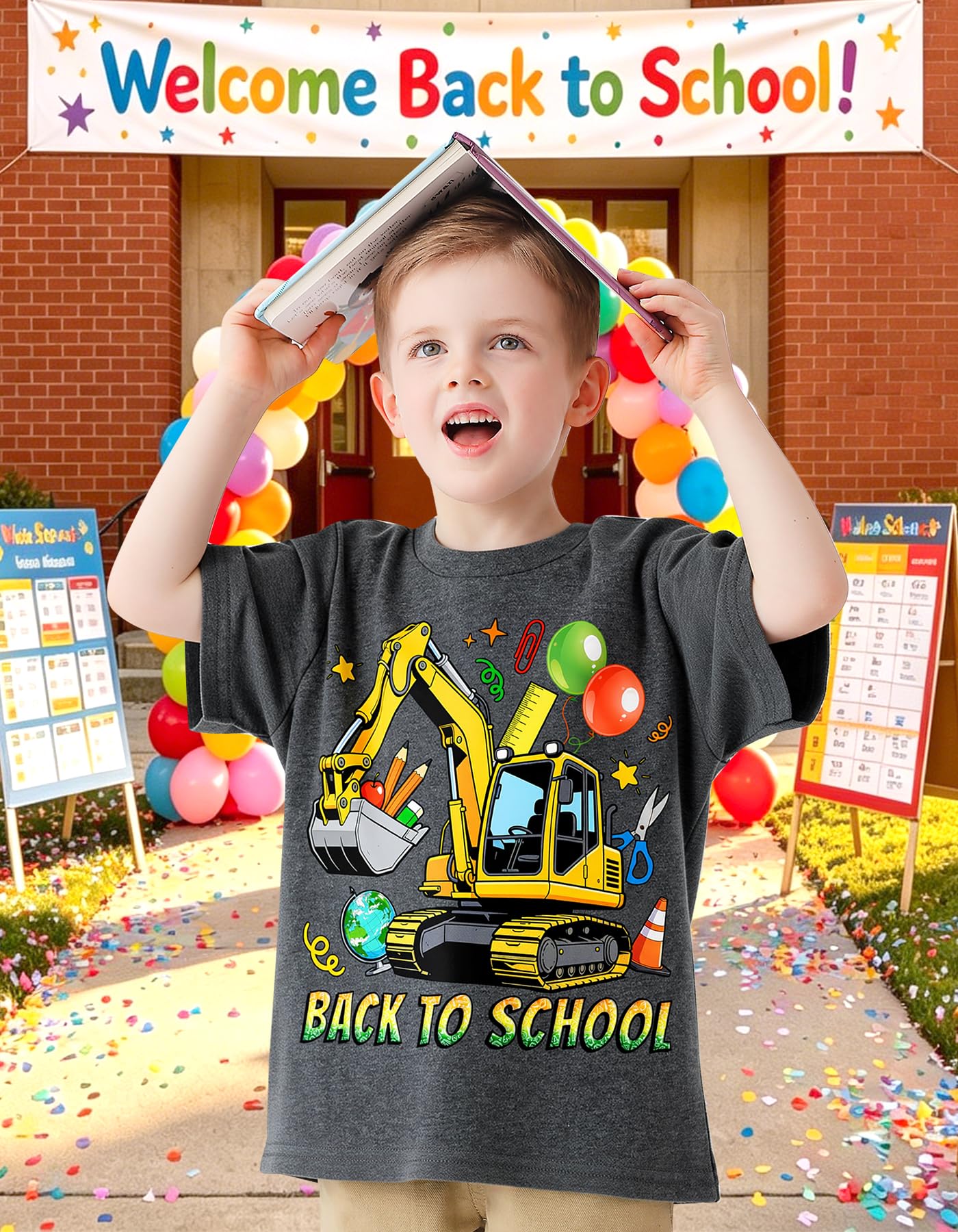 Boys Festival Shirt, Holiday Graphic Cute Print T-Shirt 3-7 Years Toddler Summer Short Sleeve Tops | Back to School Shrit, First Day of School, Christmas, Thanksgiving, Festival Theme Tshirt, Funny Cute Print, Machine Washable