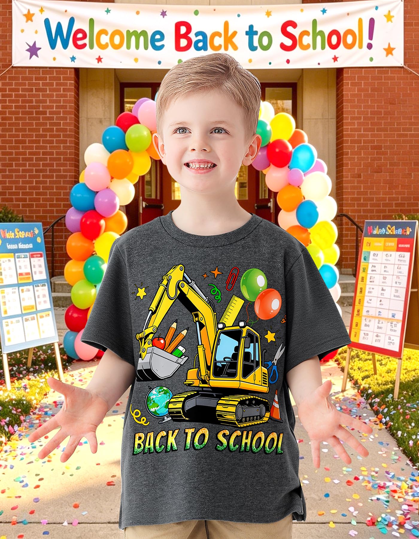 Boys Festival Shirt, Holiday Graphic Cute Print T-Shirt 3-7 Years Toddler Summer Short Sleeve Tops | Back to School Shrit, First Day of School, Christmas, Thanksgiving, Festival Theme Tshirt, Funny Cute Print, Machine Washable
