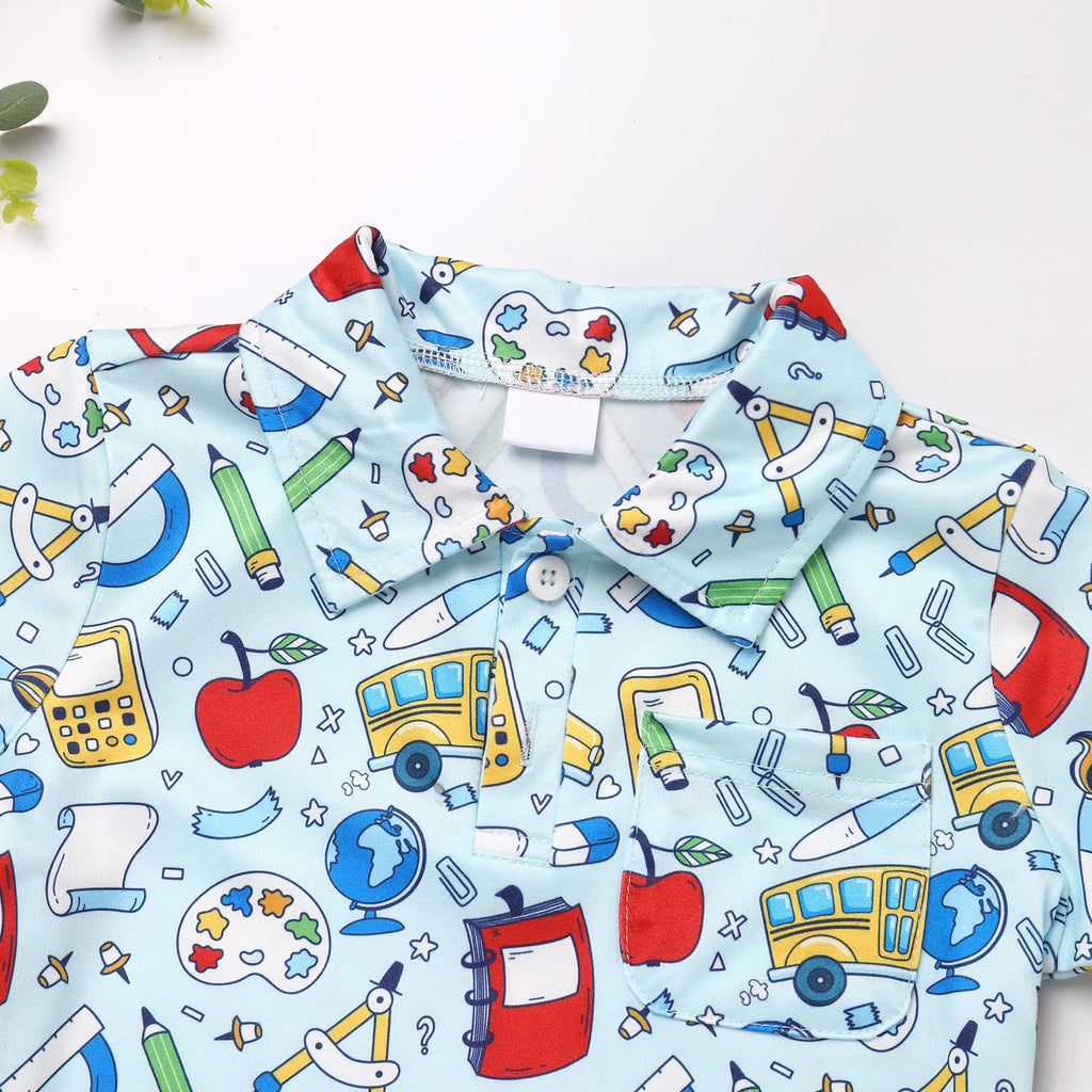 FYMNSI Boys Back to School Shirt School Supplies Short Sleeves Tees Tops Toddler Kids Summer Casual Henley Shirts Clothes