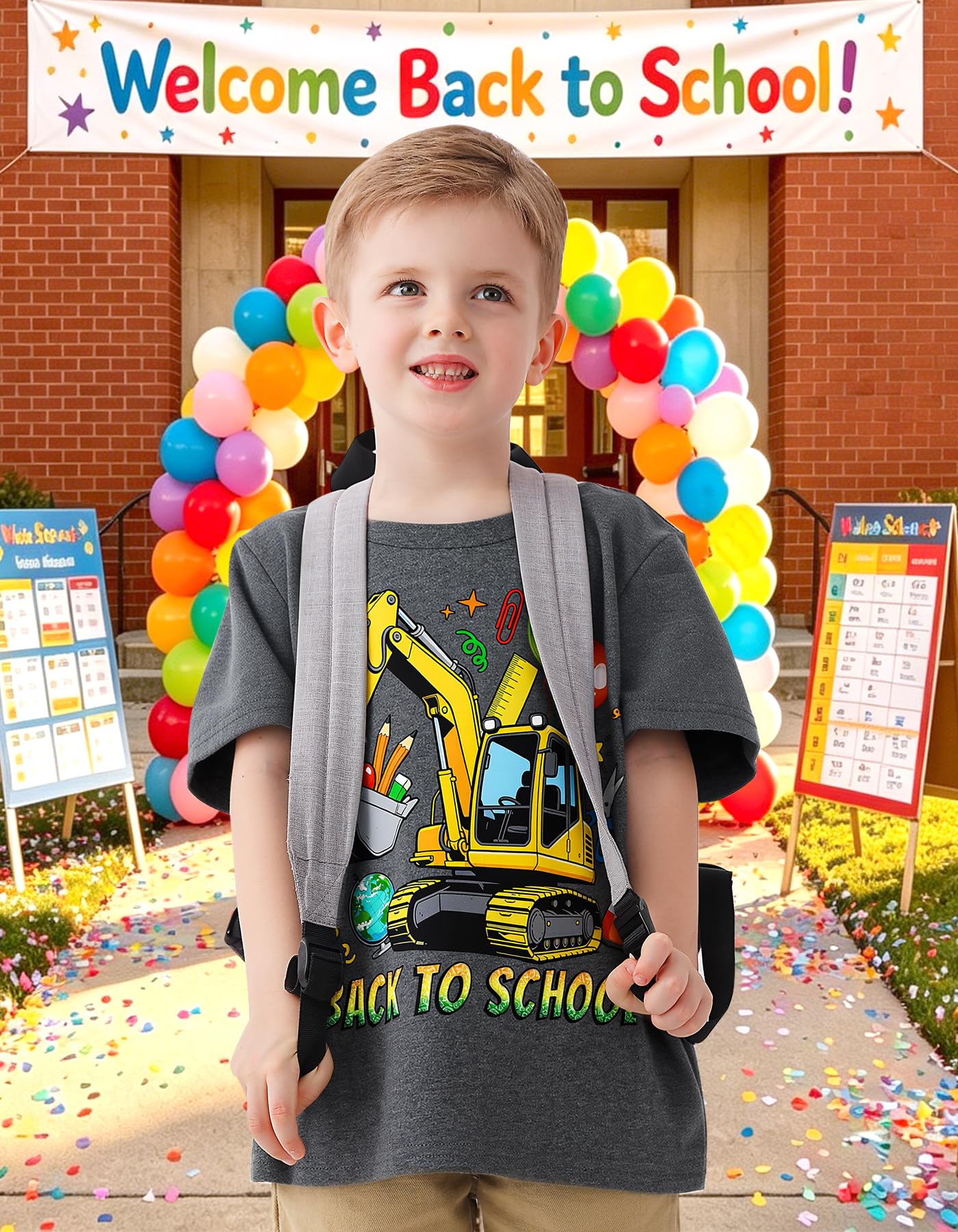 Boys Festival Shirt, Holiday Graphic Cute Print T-Shirt 3-7 Years Toddler Summer Short Sleeve Tops | Back to School Shrit, First Day of School, Christmas, Thanksgiving, Festival Theme Tshirt, Funny Cute Print, Machine Washable