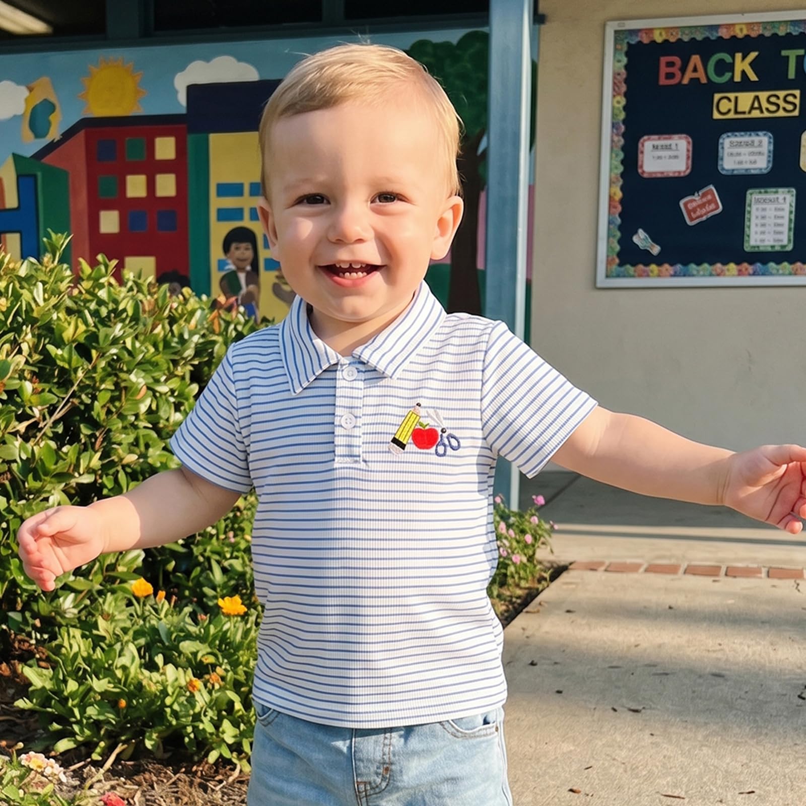 Toddler Boy Back to School Outfits Polo Shirt Summer Clothes