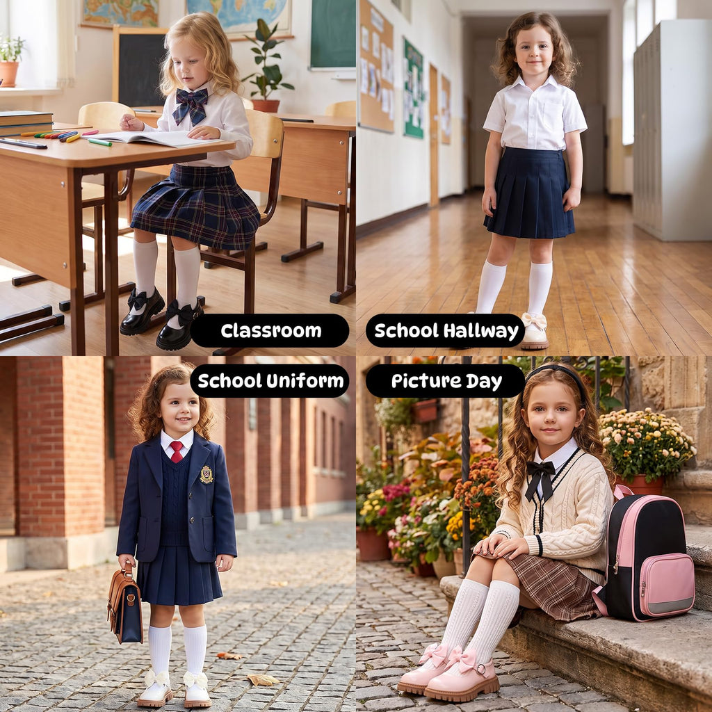 Wulubaba School Shoes for Girls, Black Mary Jane Flats | School Uniform, Non-Slip Sole, Round Toe, Toddler And Little Girl, Daily Dress Wear