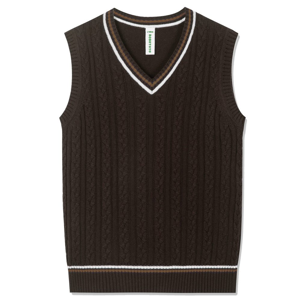 BOBOYOYO Boys Sweater Vest Unisex Cable Knit 100% Cotton Toddler Uniform Vest for Little Big Childrens Kids Teenage Girls
