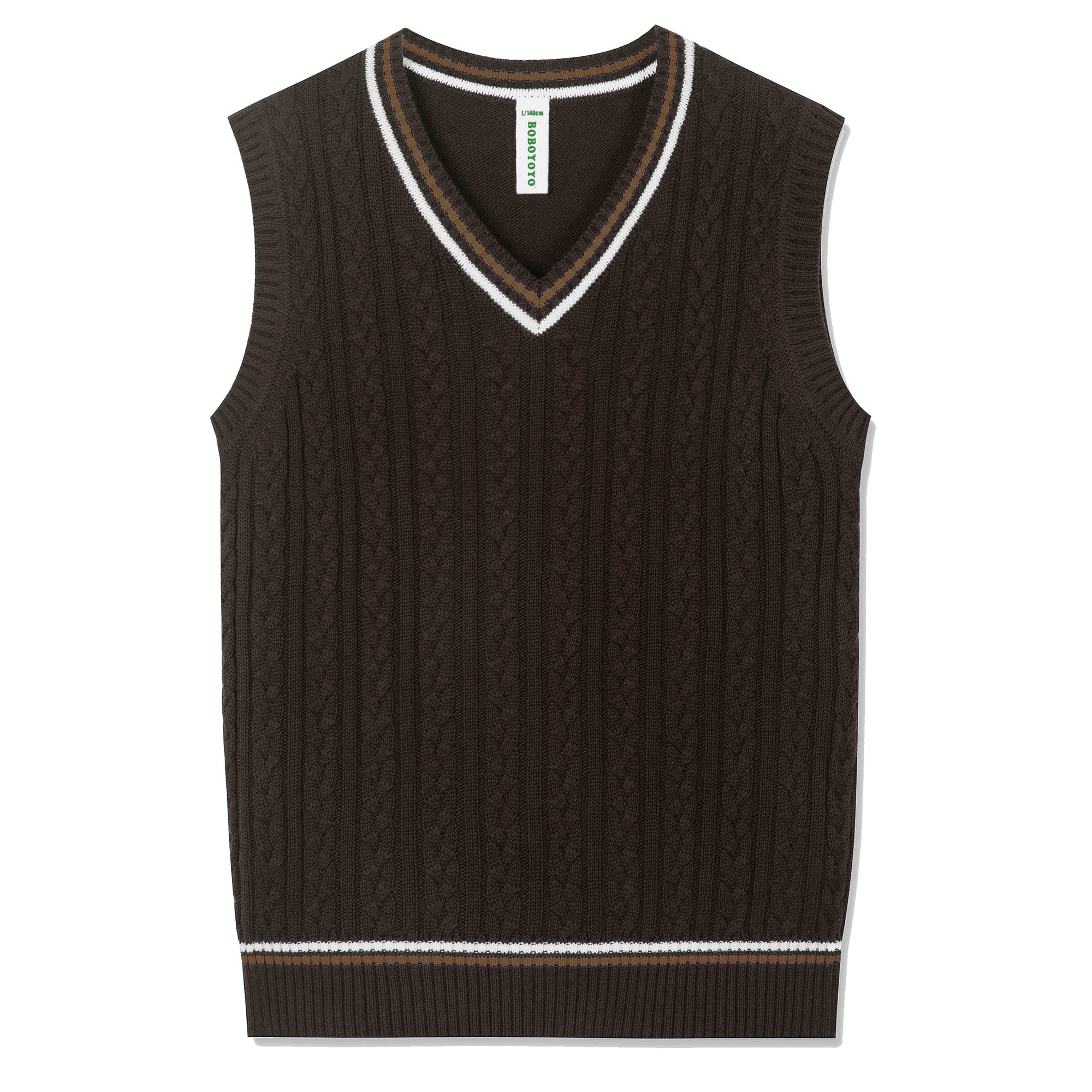 BOBOYOYO Boys Sweater Vest Unisex Cable Knit 100% Cotton Toddler Uniform Vest for Little Big Childrens Kids Teenage Girls