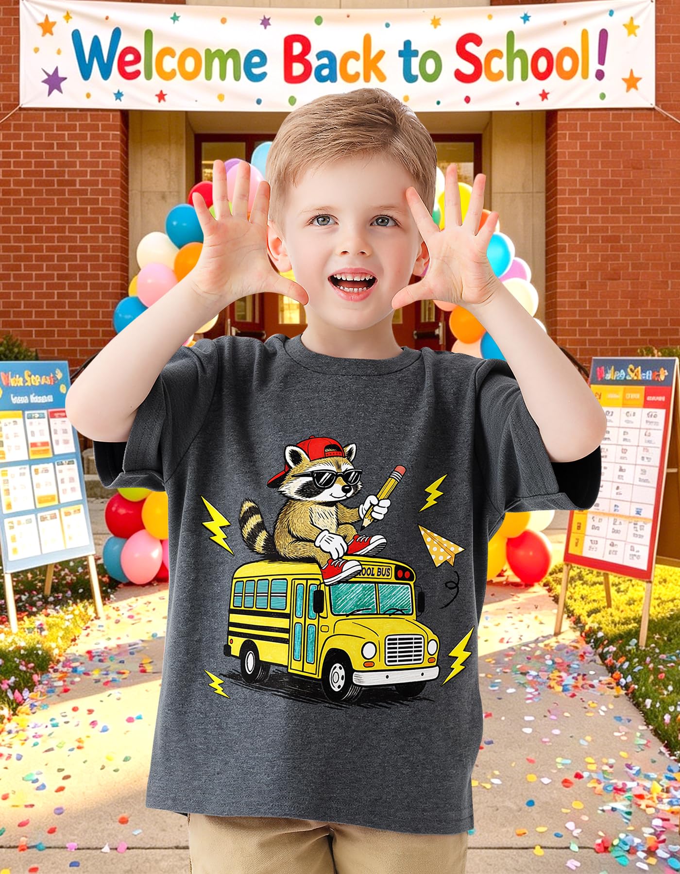 Boys Festival Shirt, Holiday Graphic Cute Print T-Shirt 3-7 Years Toddler Summer Short Sleeve Tops | Back to School Shrit, First Day of School, Christmas, Thanksgiving, Festival Theme Tshirt, Funny Cute Print, Machine Washable