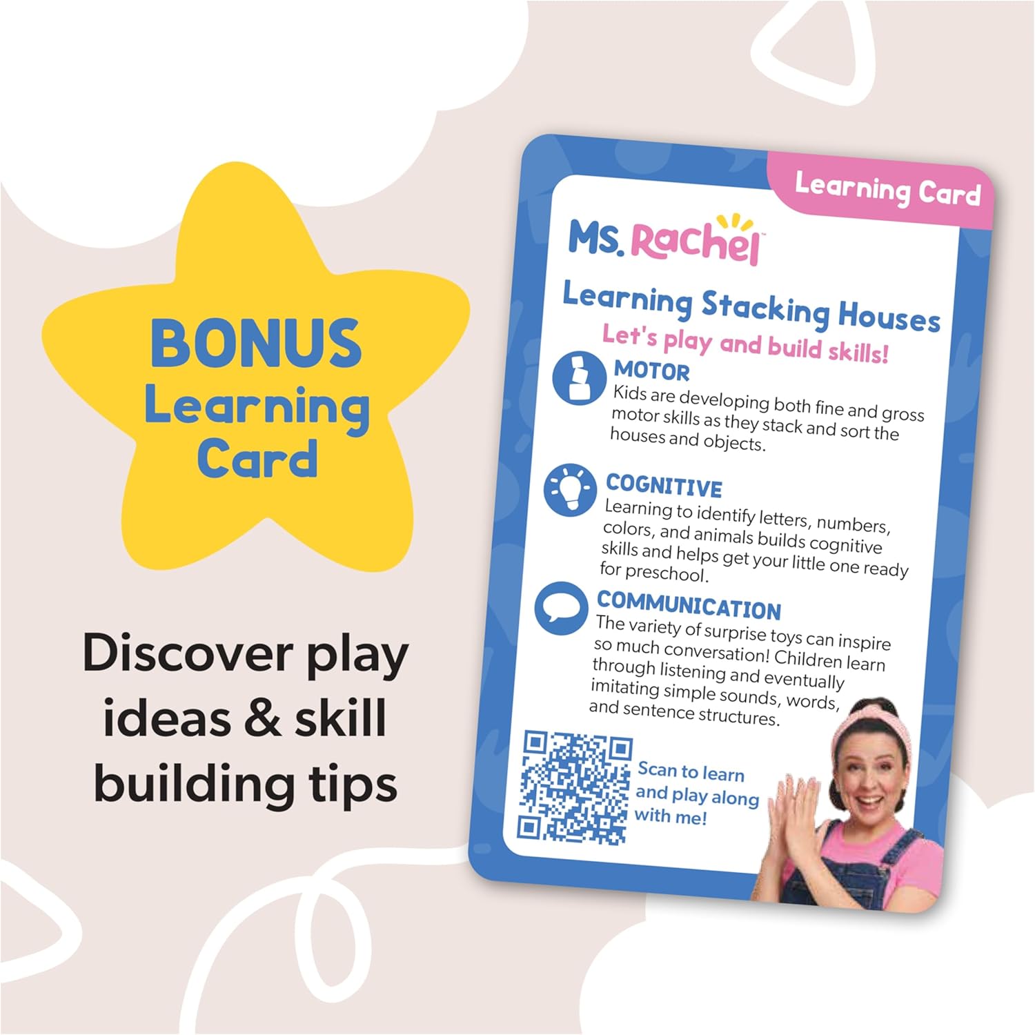 Ms. Rachel Official Learning Stacking House with 6 Surprises to Discover, Educational Toys & Toddler Toys for Girls & Boys Ages 18 Months to 3+ Years