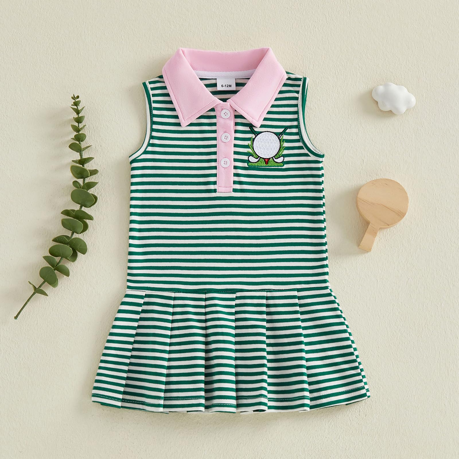 Toddler Baby Girl Clothes Golf Tennis Dress Striped Sleeveless Polo Dress Pleated Skirt Summer Outfits