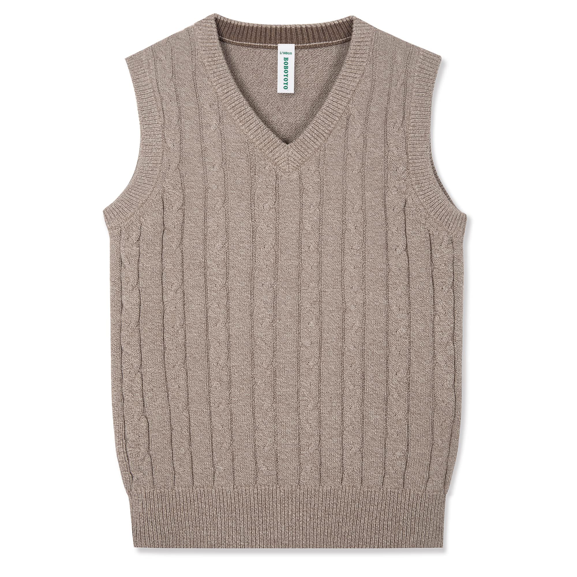 BOBOYOYO Boys Sweater Vest Unisex Cable Knit 100% Cotton Toddler Uniform Vest for Little Big Childrens Kids Teenage Girls