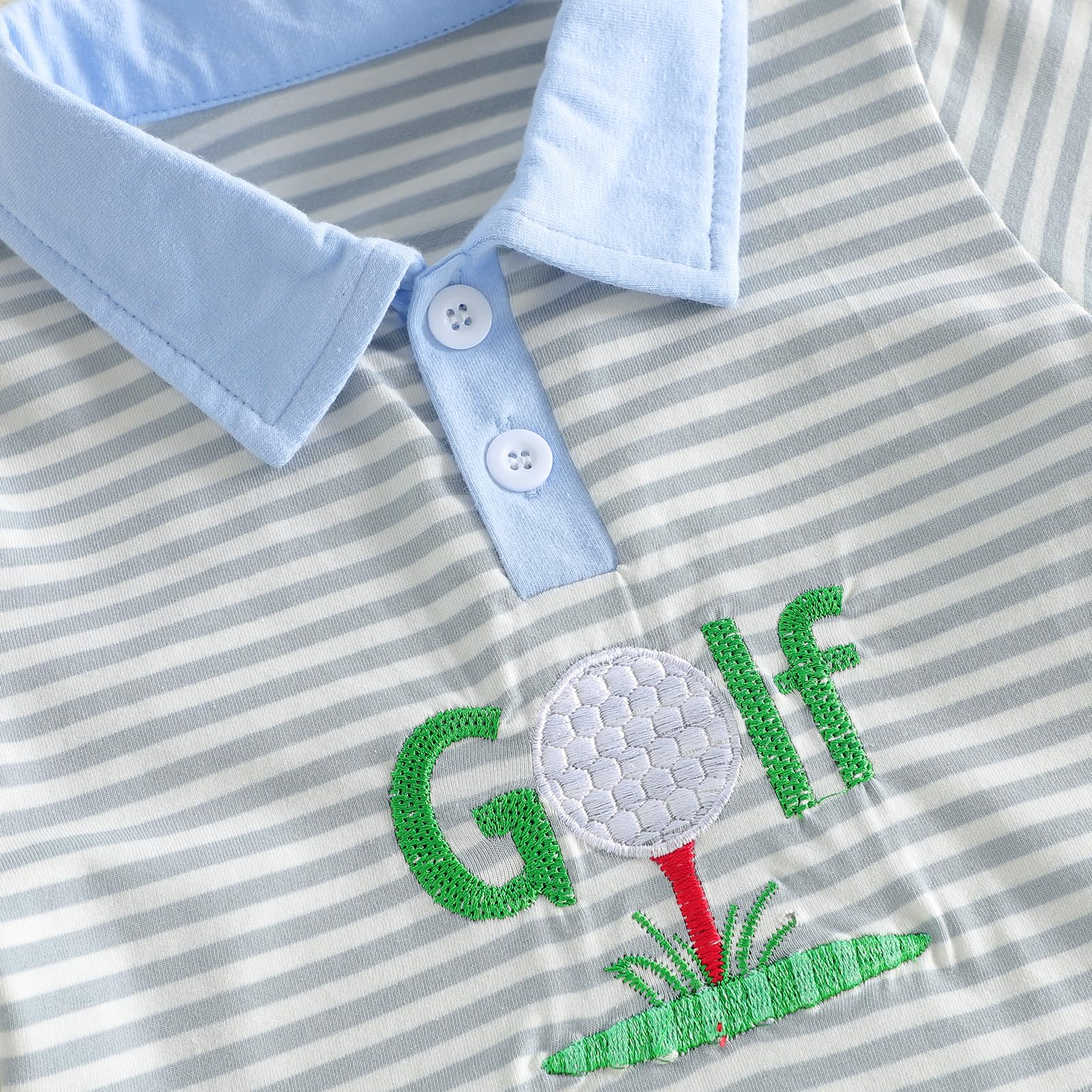 Chloefairy Toddler Baby Boy Golf Outfit Short Sleeve Golf Cart Polo T Shirts Top Shorts Set 2Pcs Golf Theme Summer Clothes
