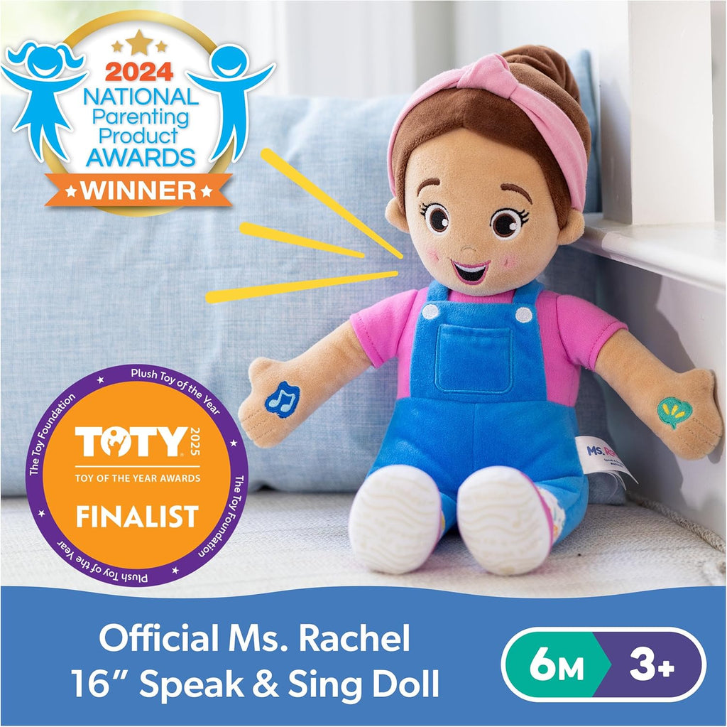 Ms. Rachel Official Speak & Sing Doll, 16” Tall Interactive Toy with 4 Songs & 16+ Phrases, Toddler Toys for Girls & Boys Ages 6 Months to 3+ Years. *Amelia’s Pick
