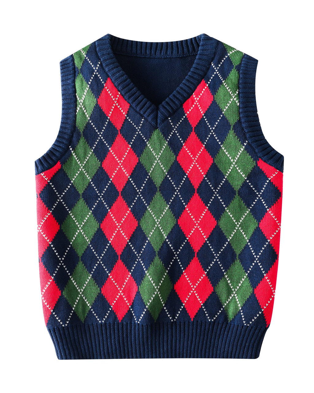 Boys Sweater Vest V Neck Argyle Sleeveless Uniform Knit Plaid Kids Clothes