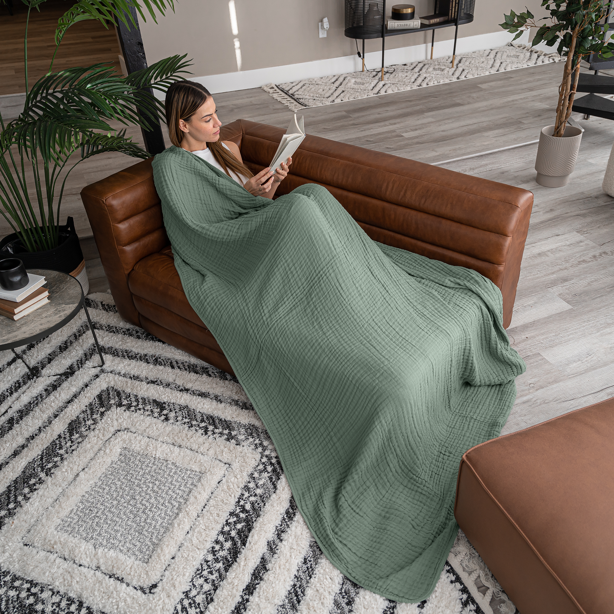 Muslin Blanket for Adults, 6-Layer Bedding by Comfy Cubs