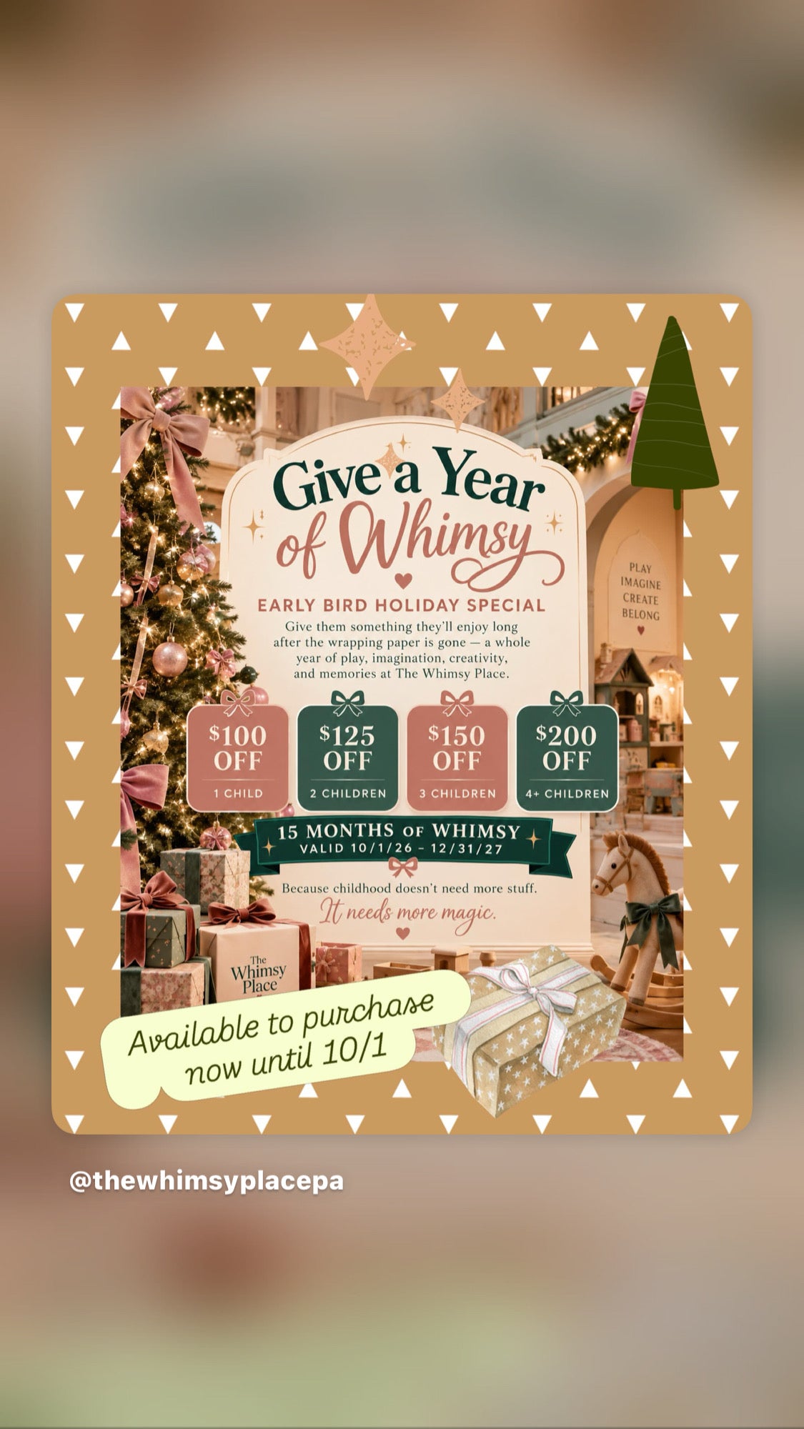 Annual Whimsy Society Membership 1 child SALE