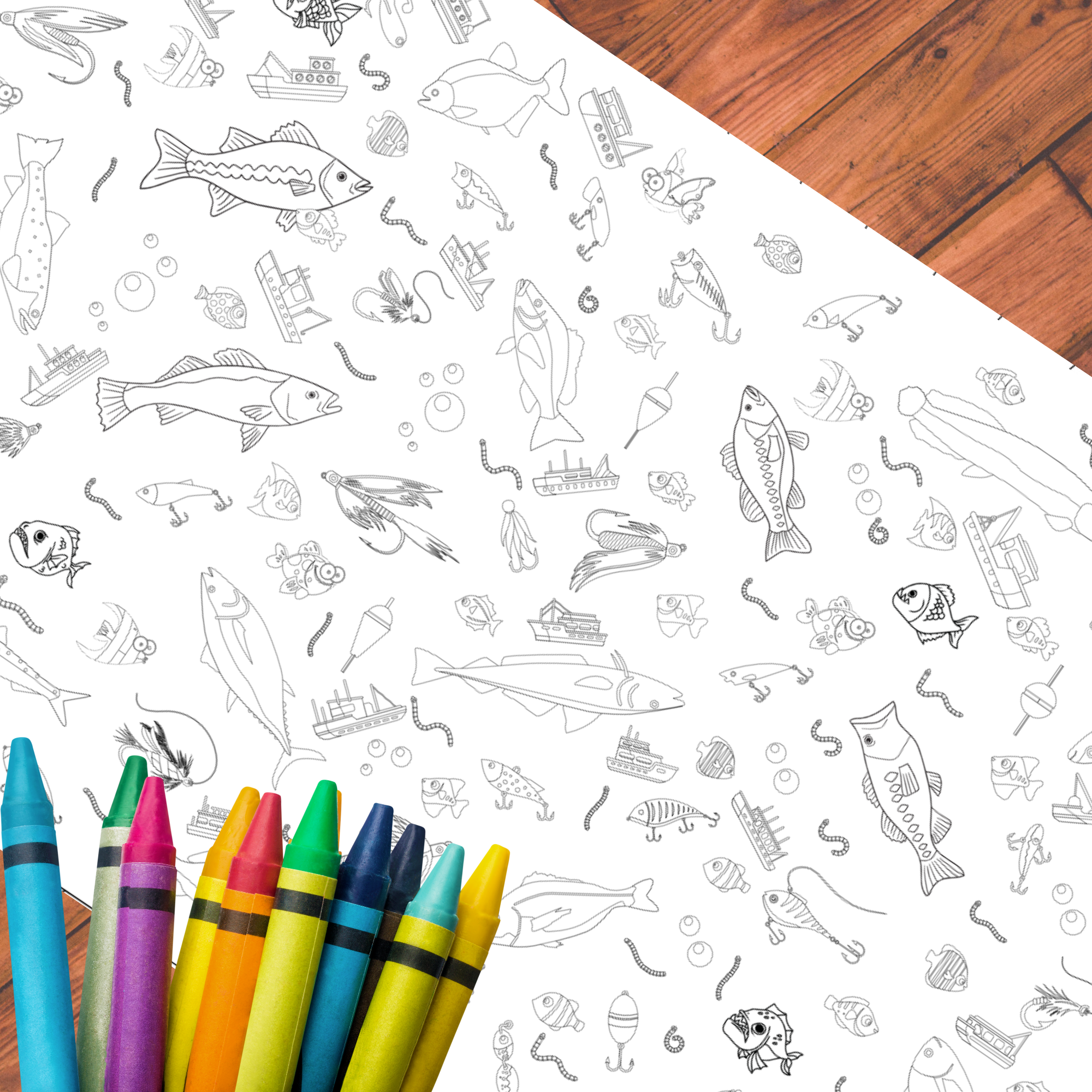 Fishing Coloring Tablecloth