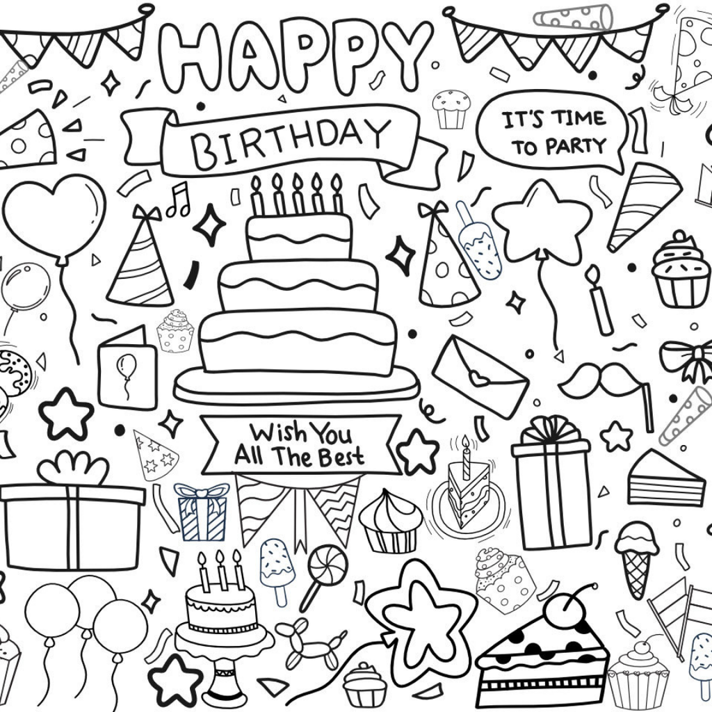 Birthday Party Coloring Tablecloth | Kids Activity